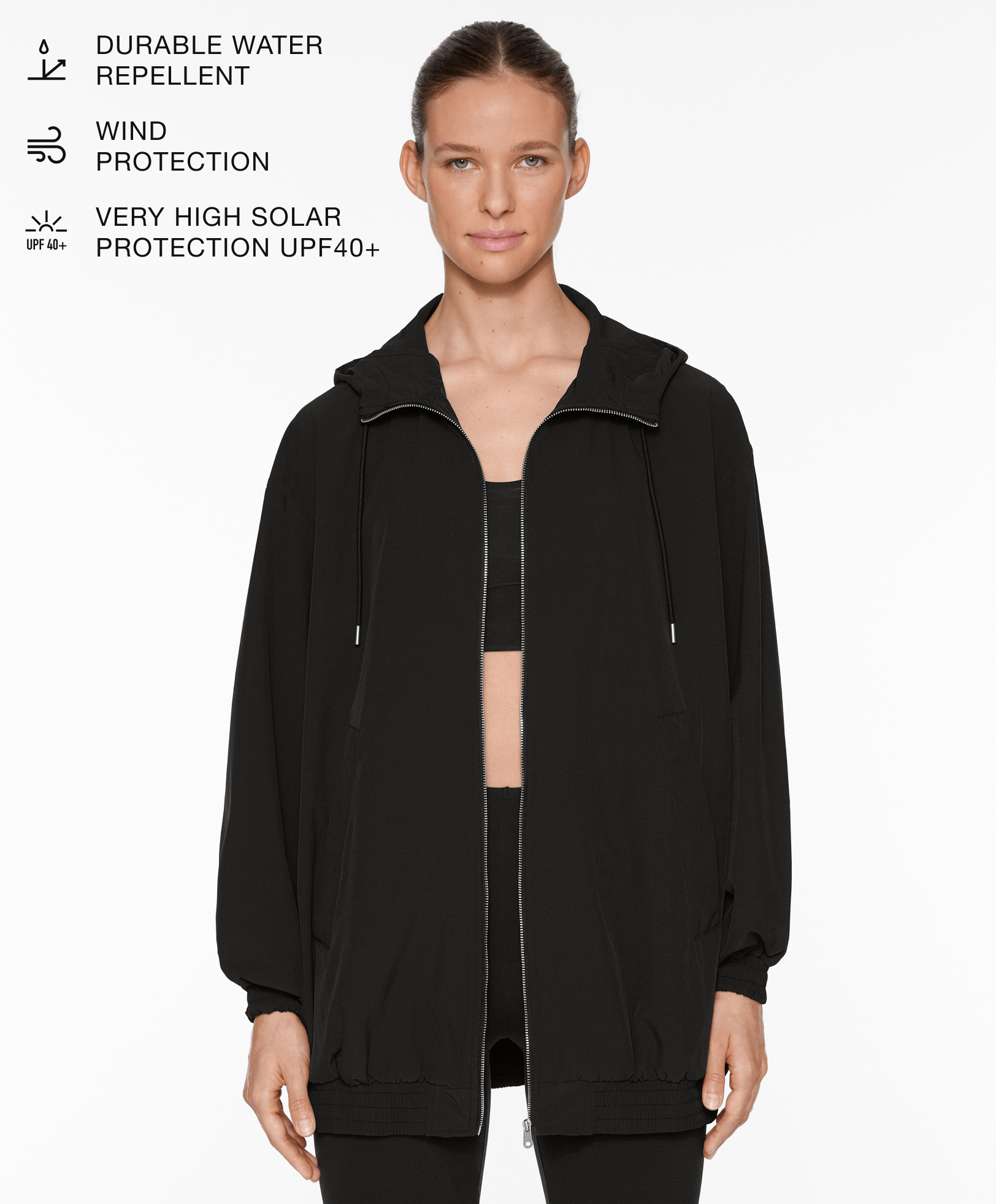 Water-repellent oversize bomber jacket