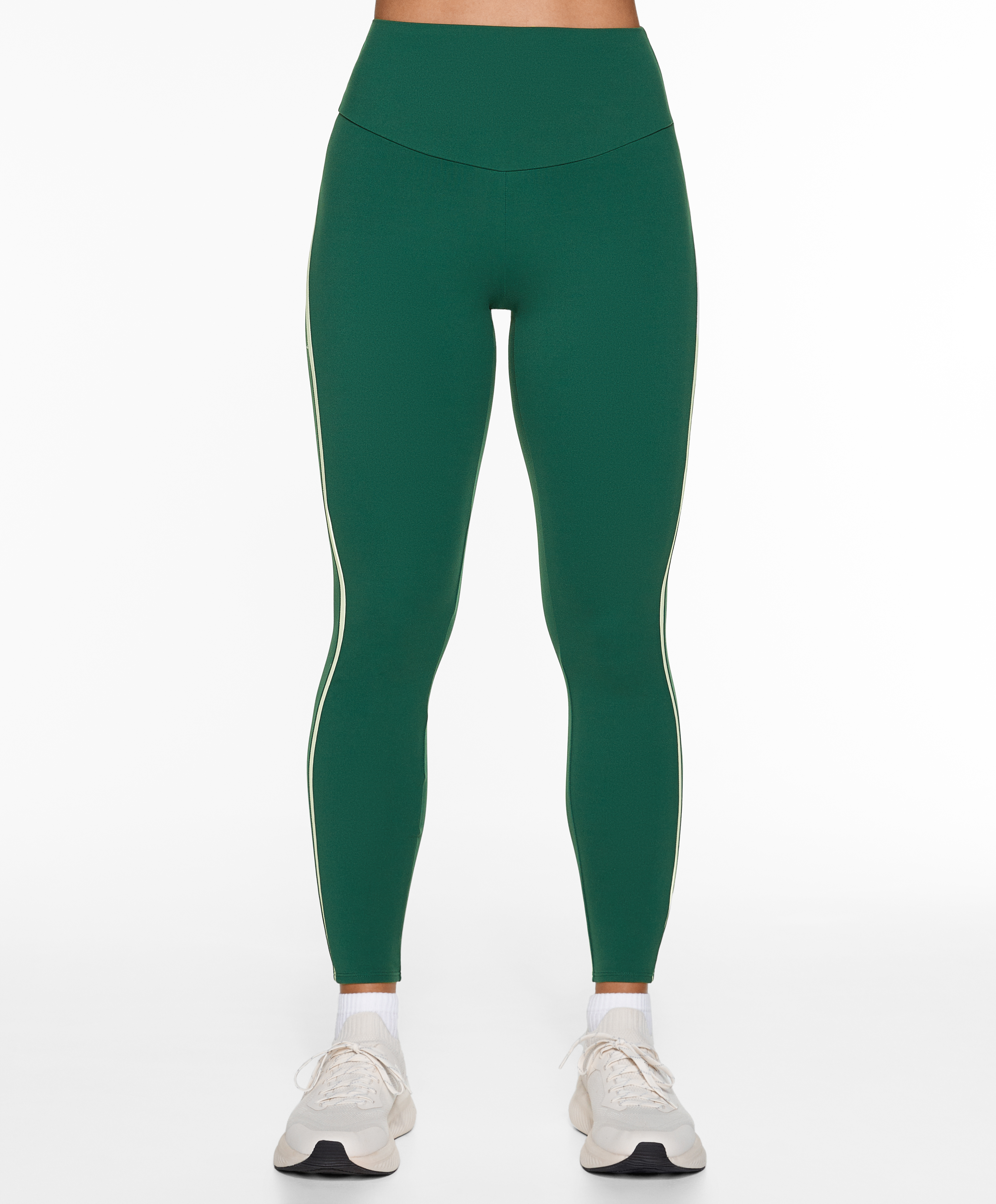 Buy KEX White Green Solid Cotton Ankle Length Legging Combo