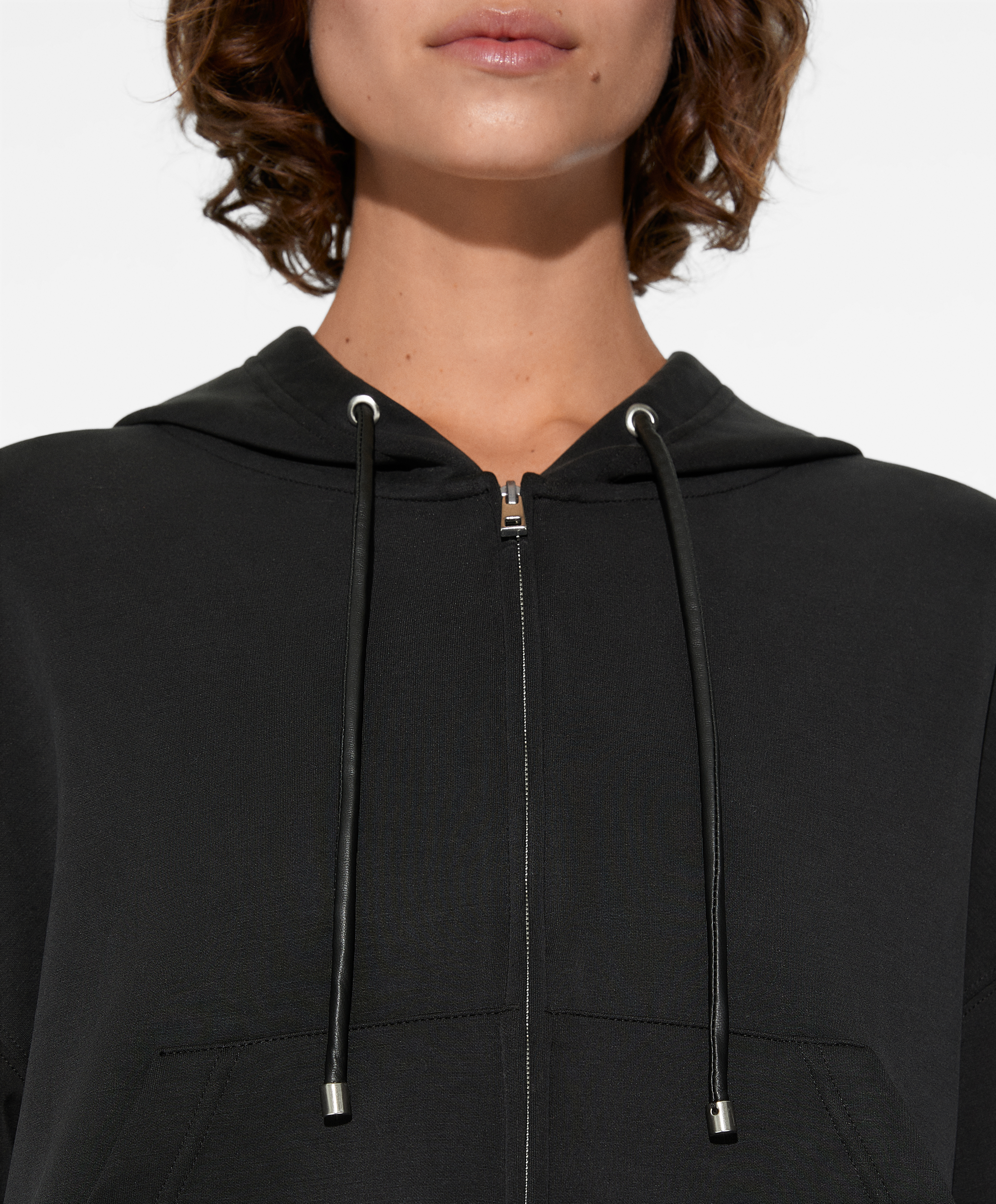 Fleece-interior hooded jacket with modal