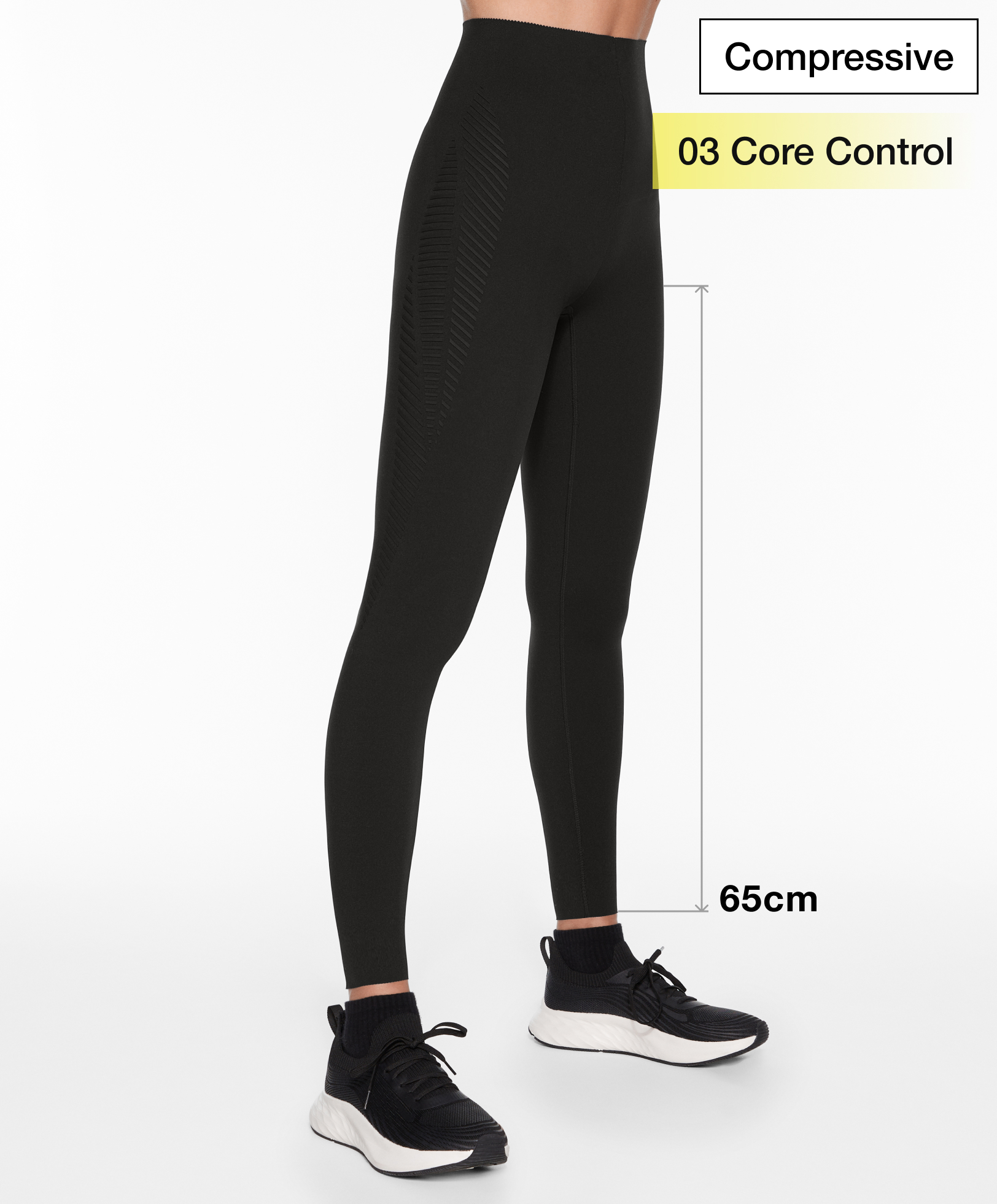 Calendered compressive core control 65cm ankle-length leggings
