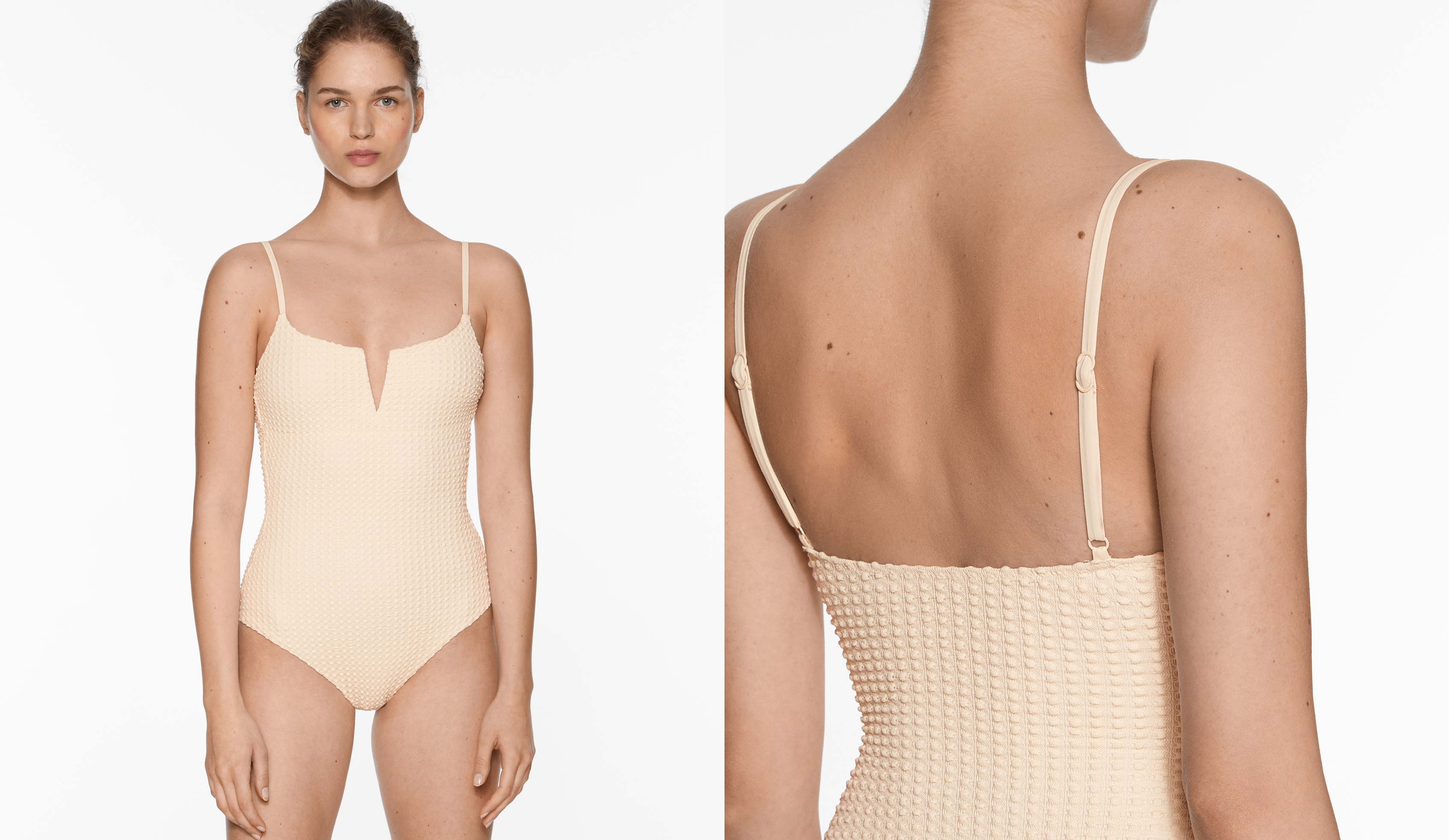 Bubble texture V-neck swimsuit