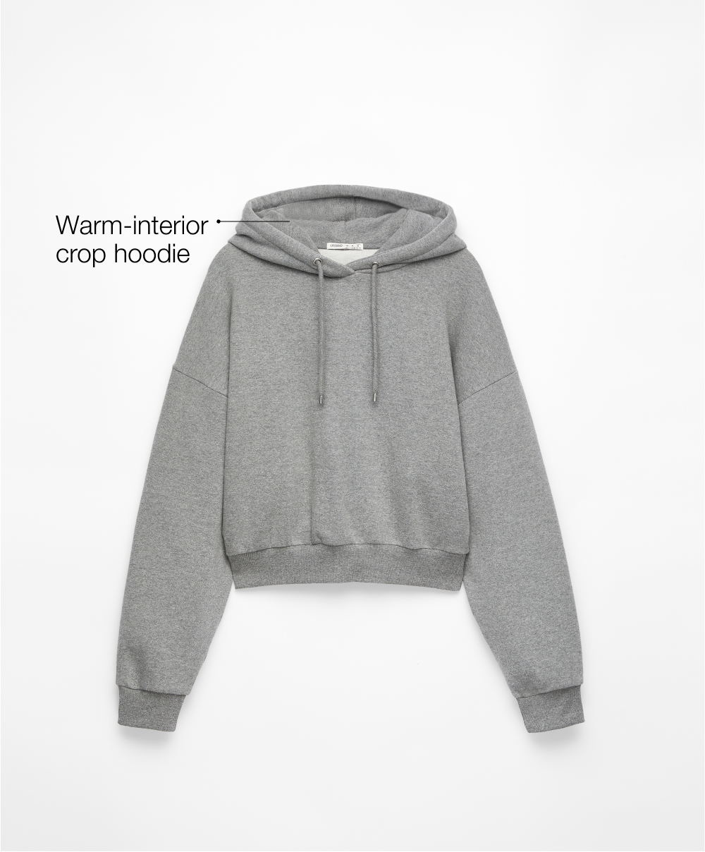 Warm interior crop logo hoodie