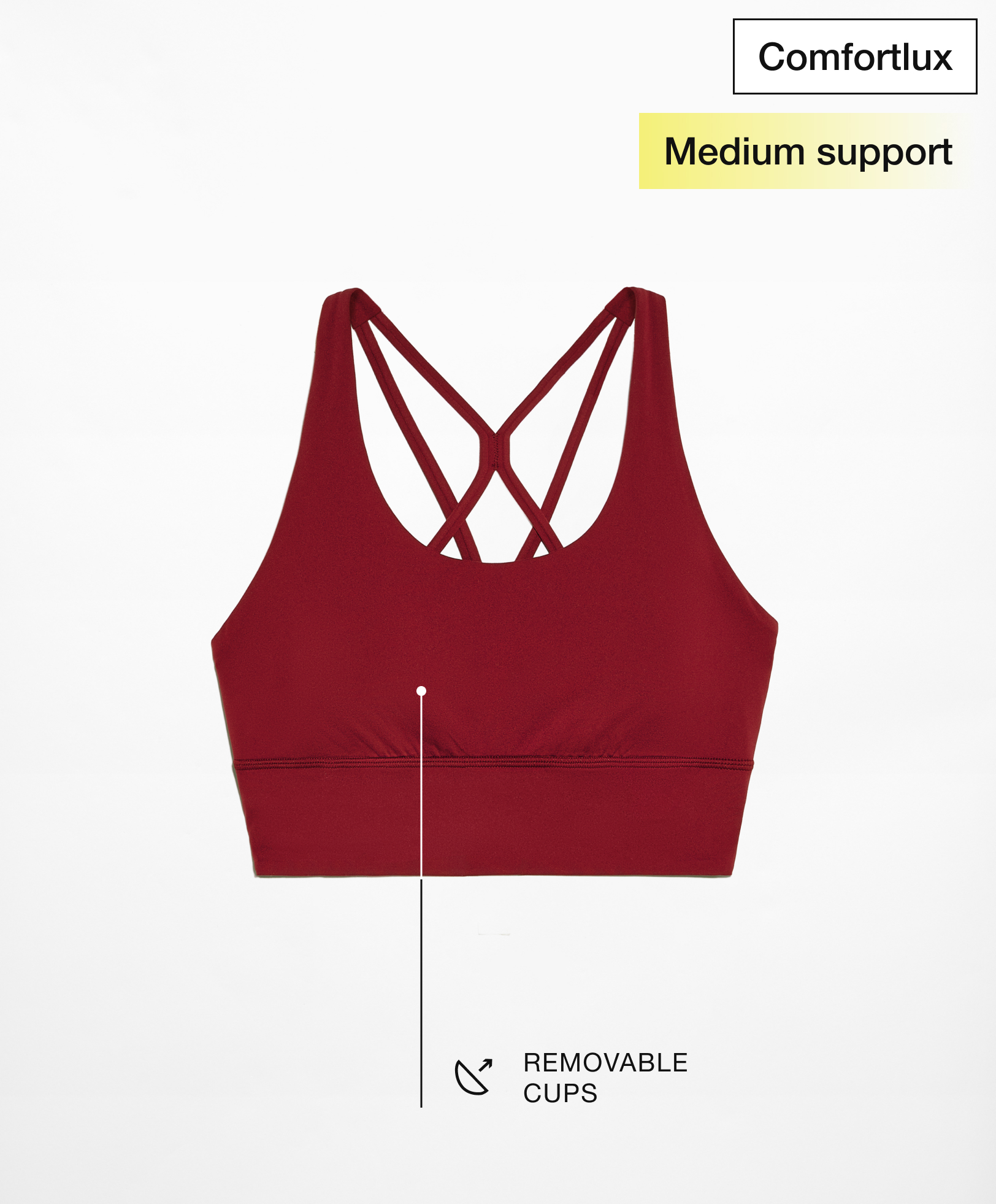 Oysho Medium-support Comfortlux sports bra with cups - 136643345-332