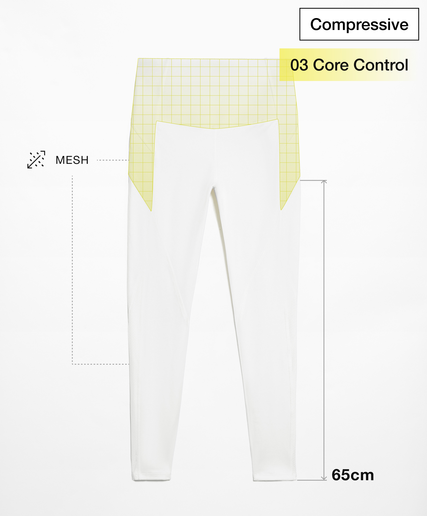 Compressive core control ankle-length block leggings