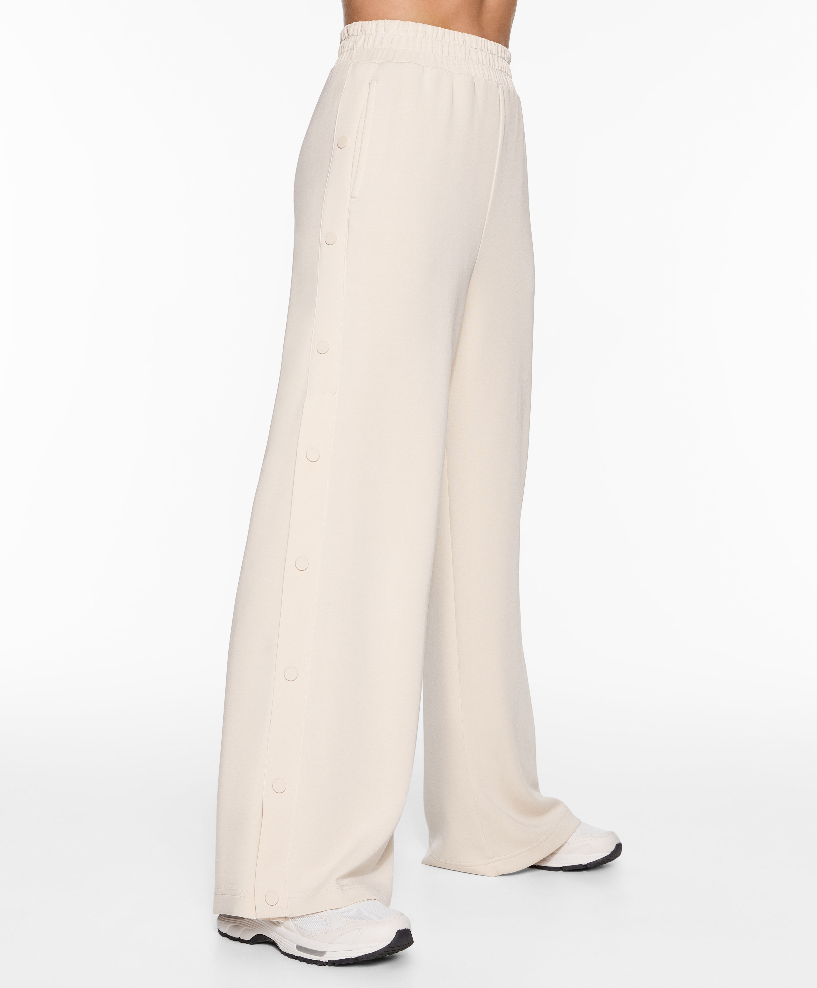Soft touch wide leg trousers with modal and buttons OYSHO United