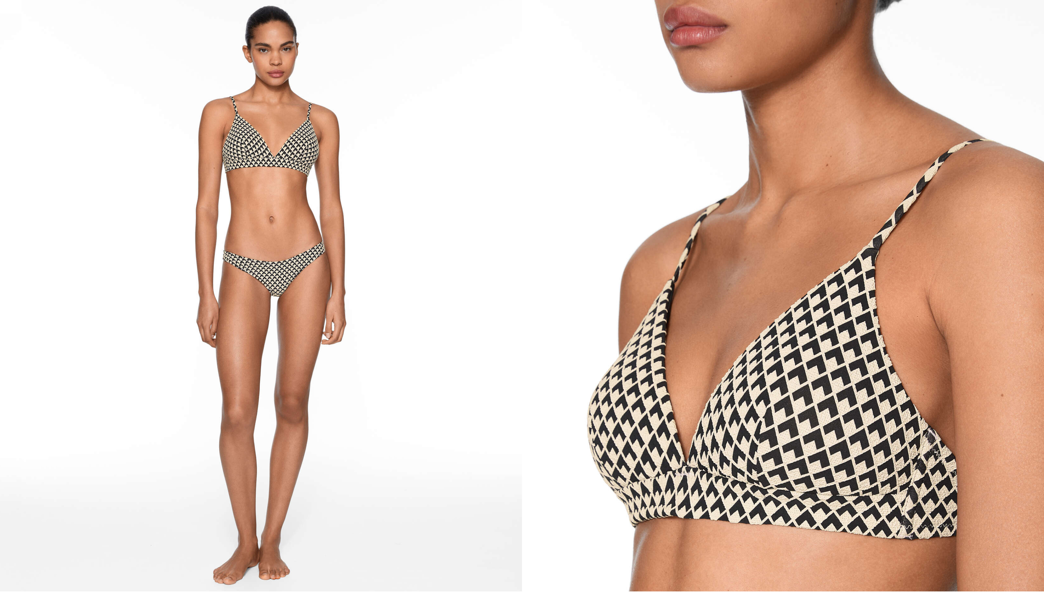 Geometric jacquard medium-coverage U-cut bikini briefs