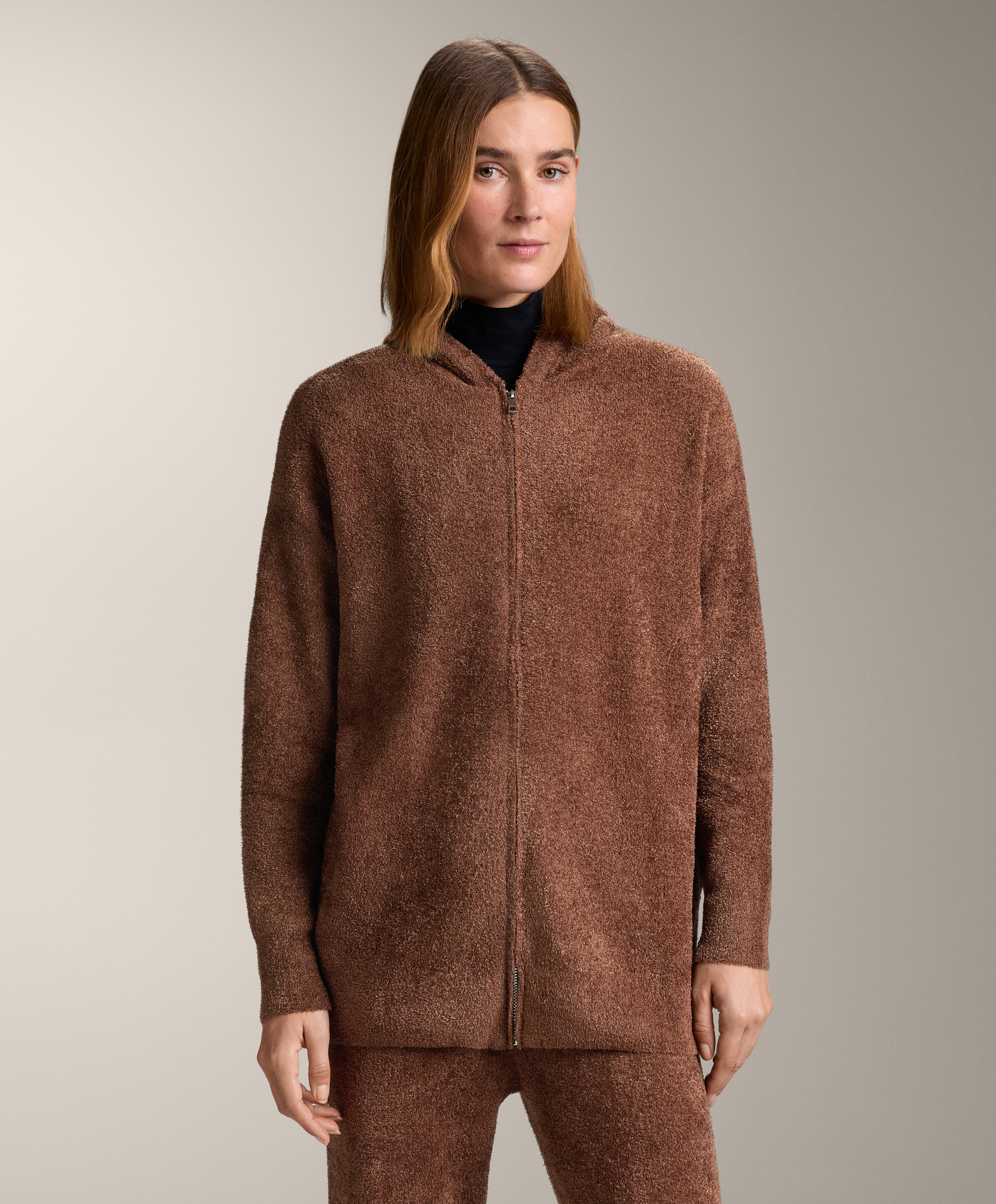 Chunky chenille hooded jacket