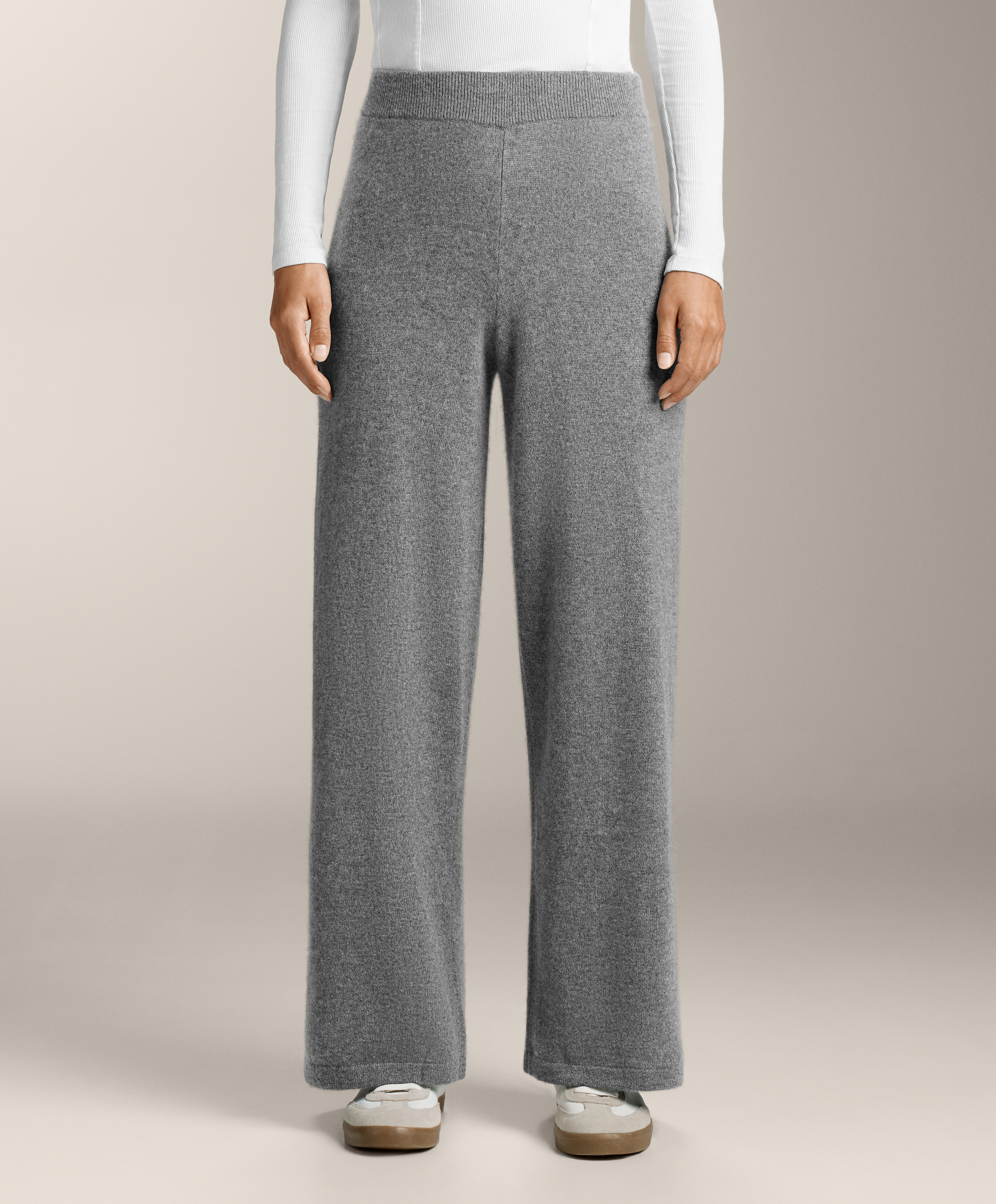 Grey marl 100% cashmere straight total look - Sale