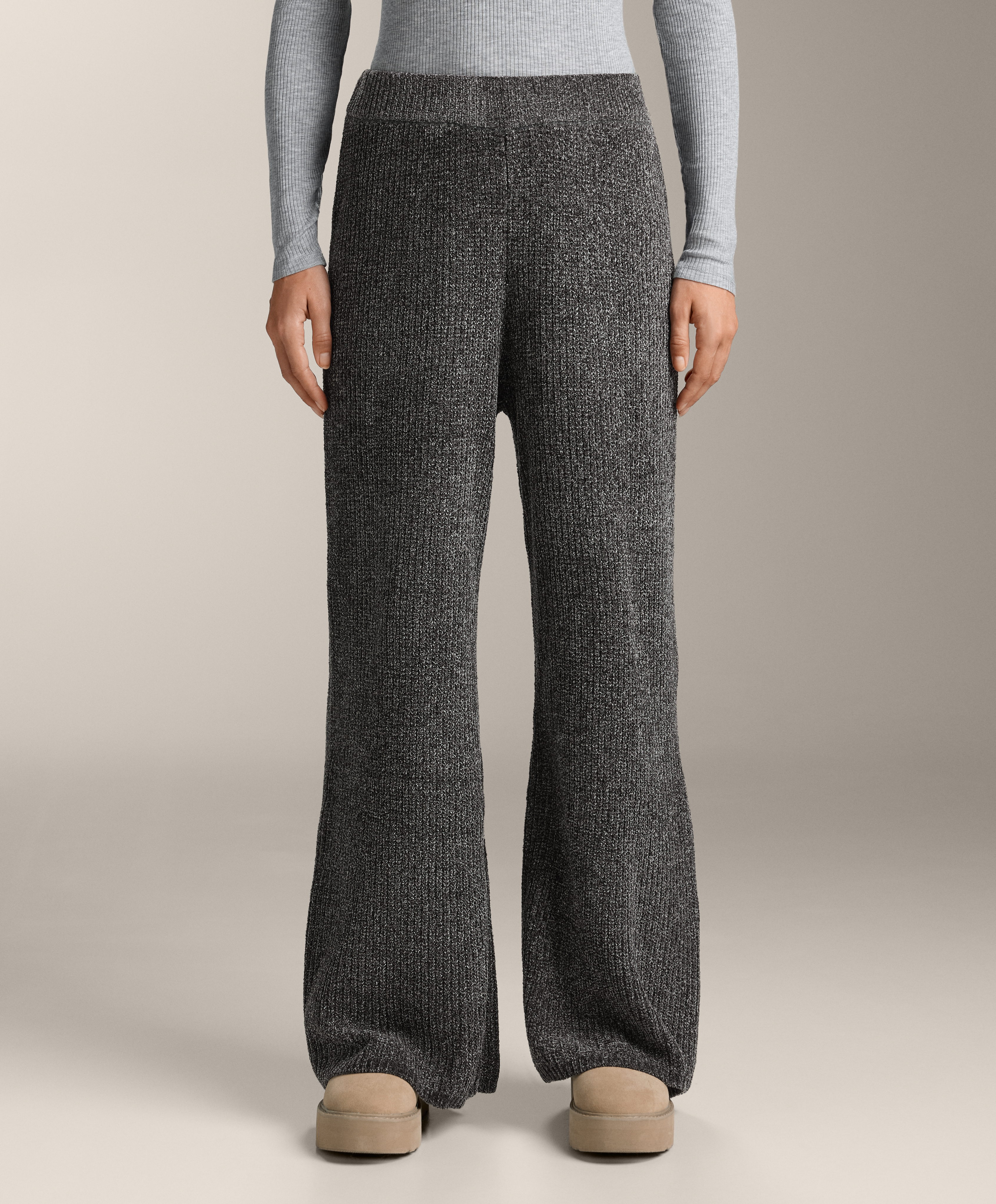 Cable knit flare trousers