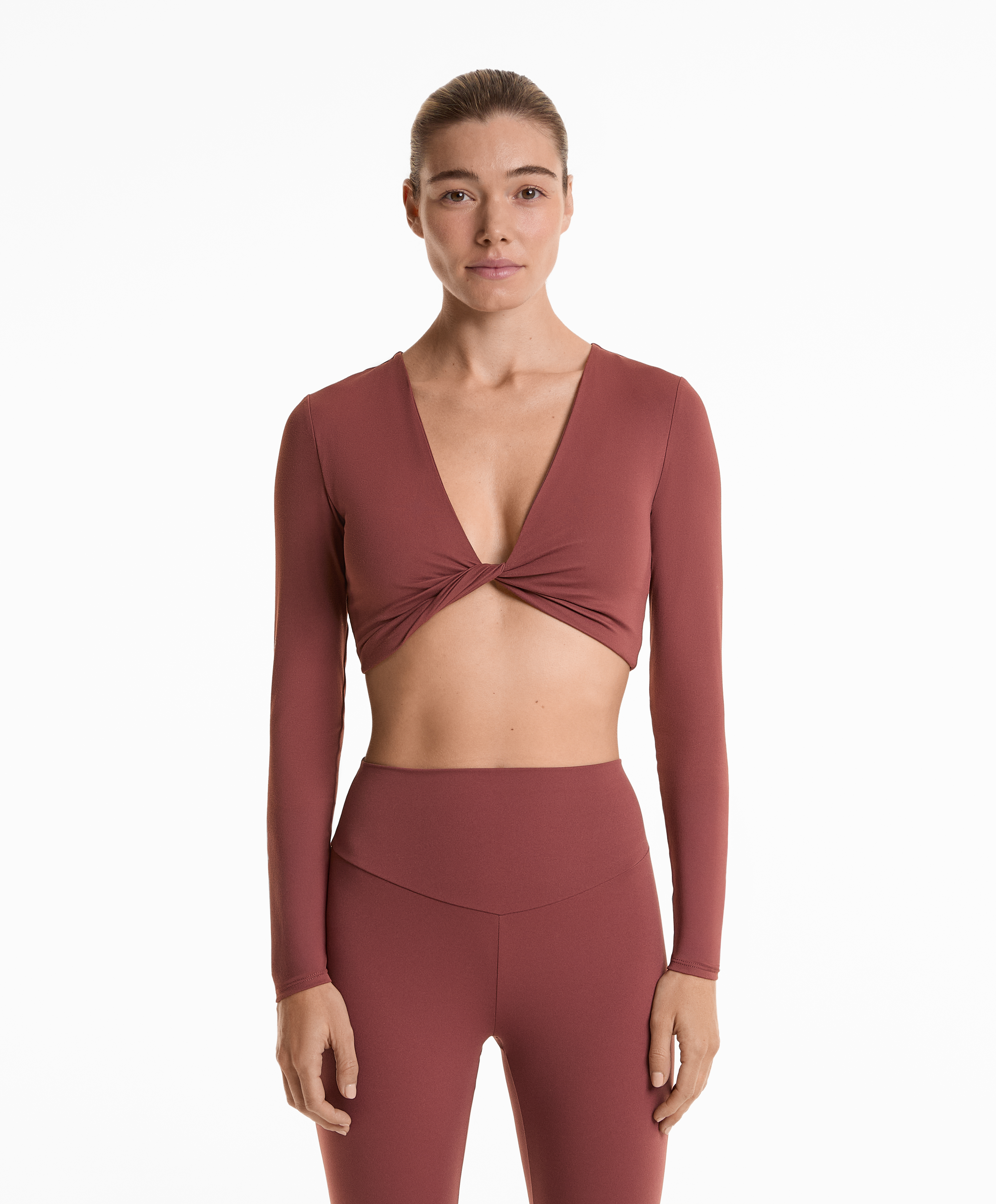 Majica crop dugih rukava comfortlux sa detaljem twist napred