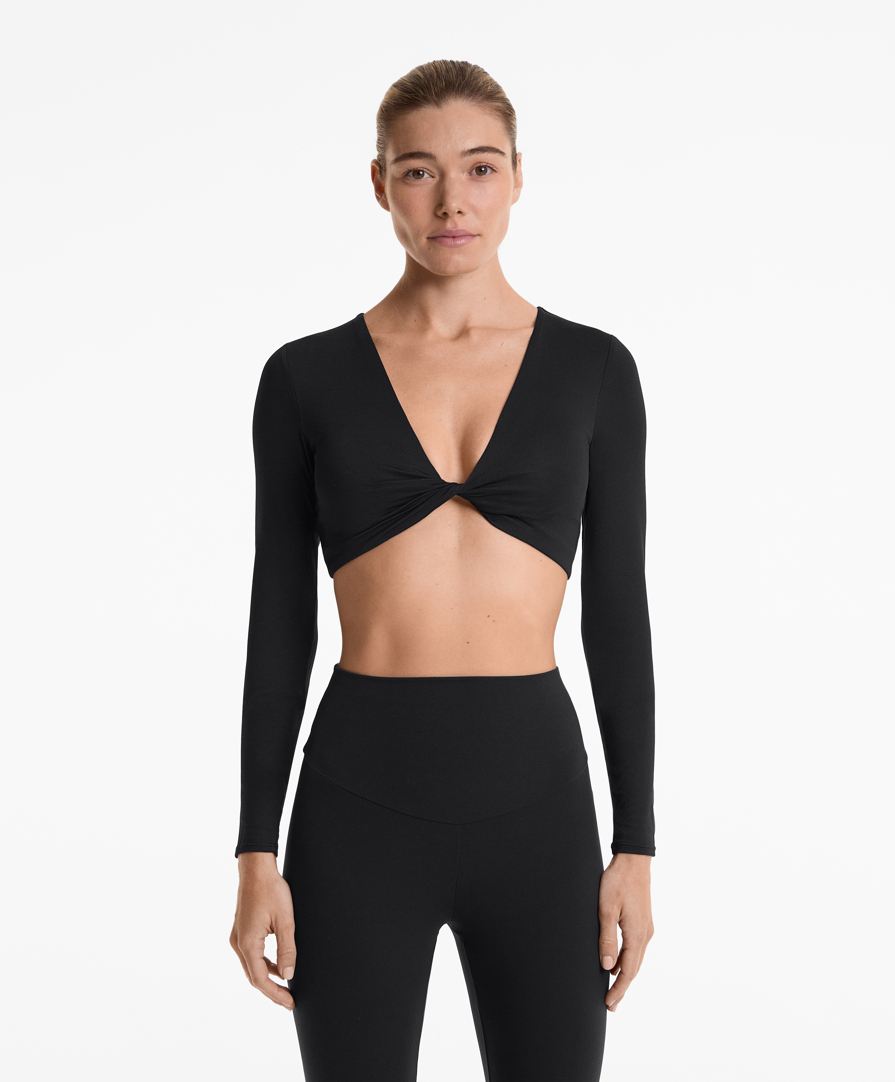 Majica crop dugih rukava comfortlux sa detaljem twist napred