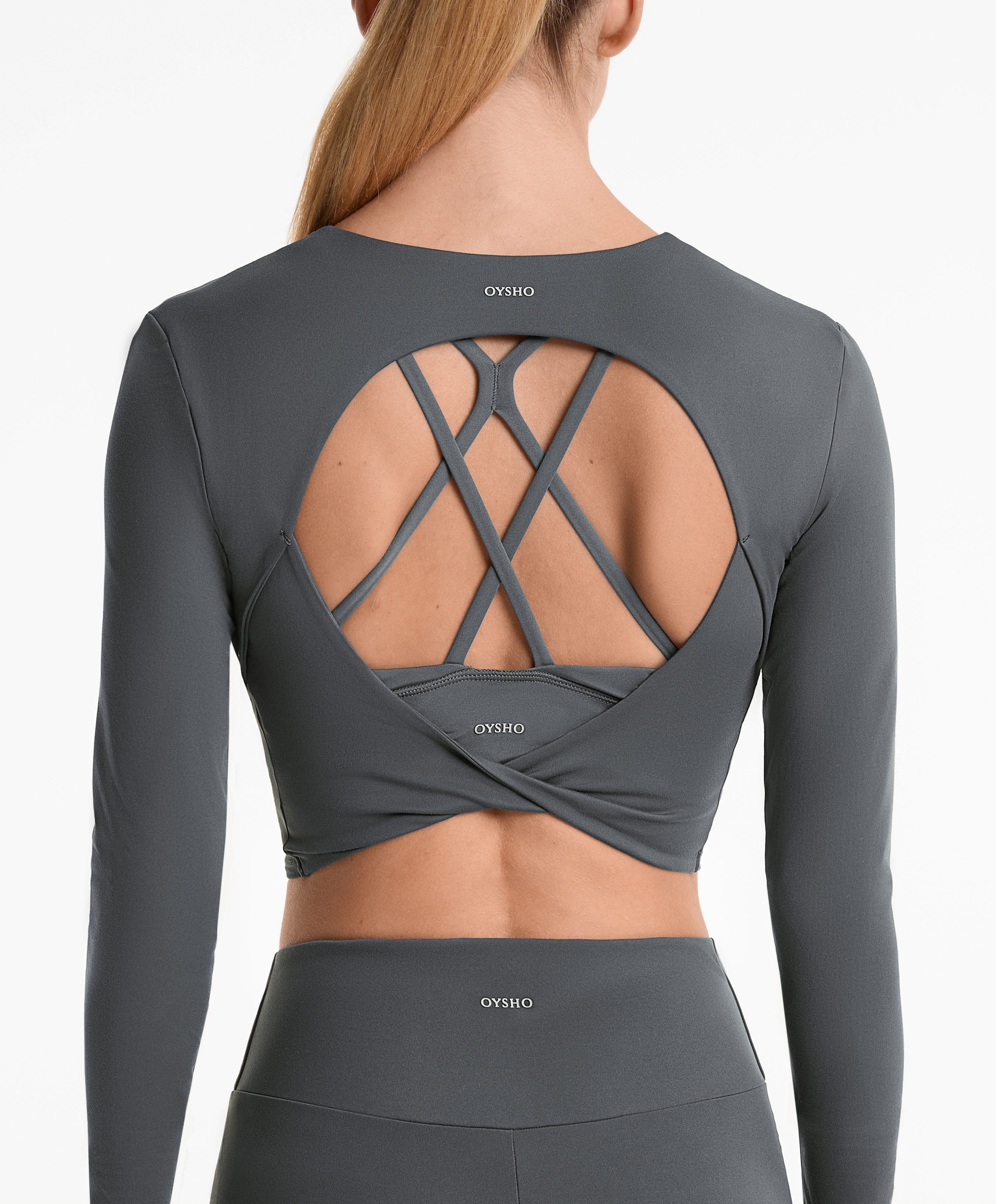 Majica crop dugih rukava Comfortlux sa otvorenim leđima