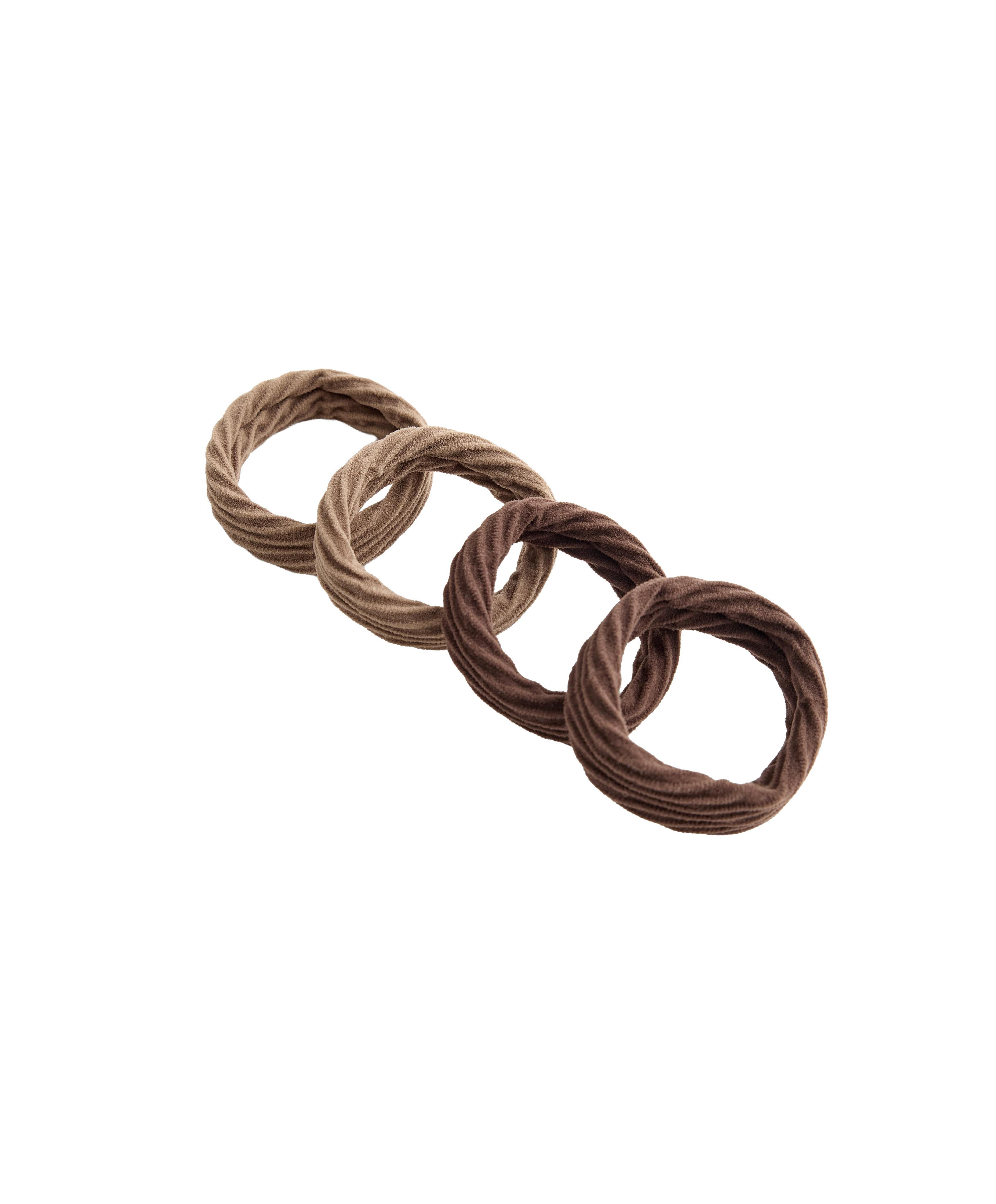 4 twist-effect scrunchies — TAN