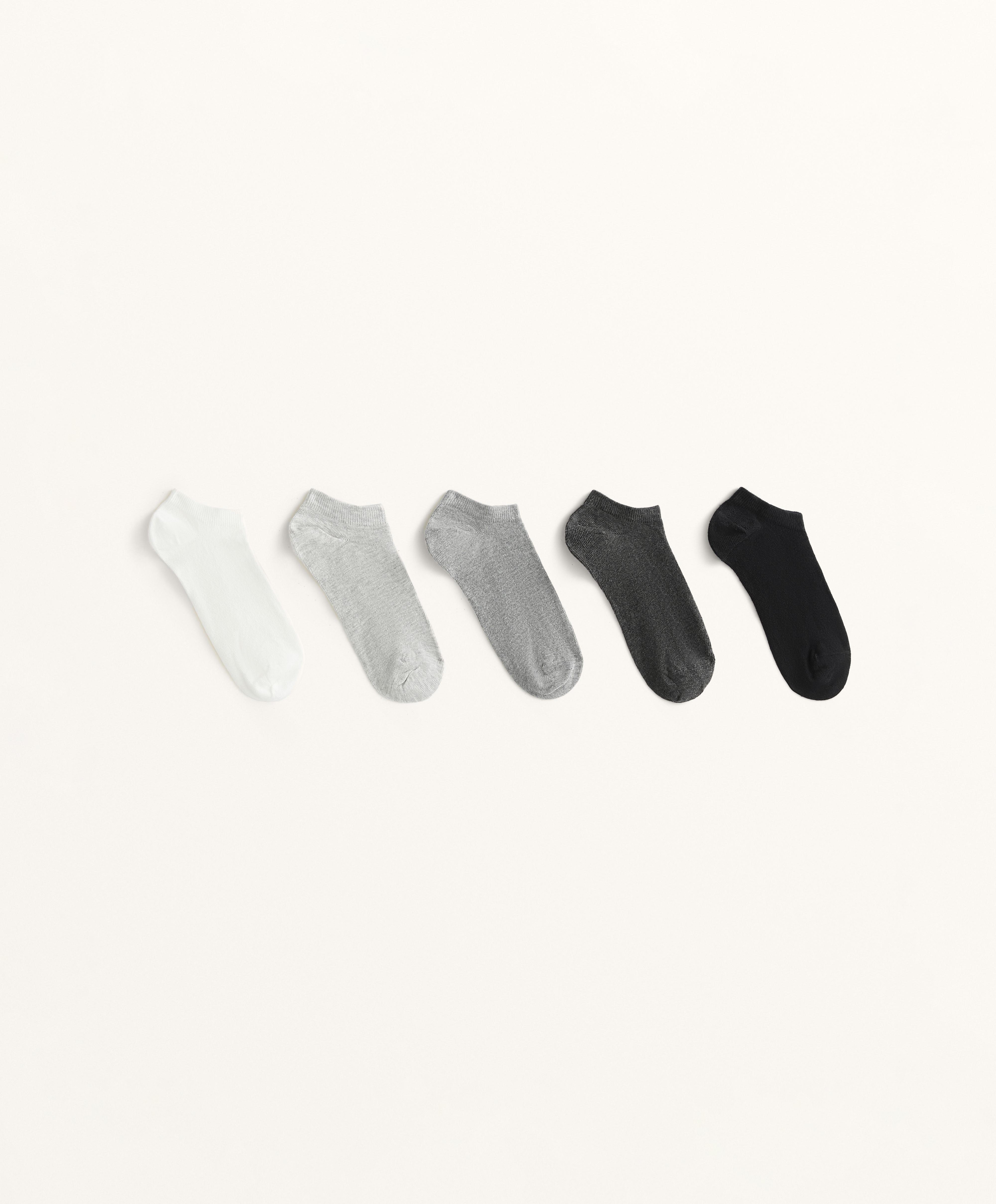 5 pairs of cotton blend sneaker socks — DARK GREY