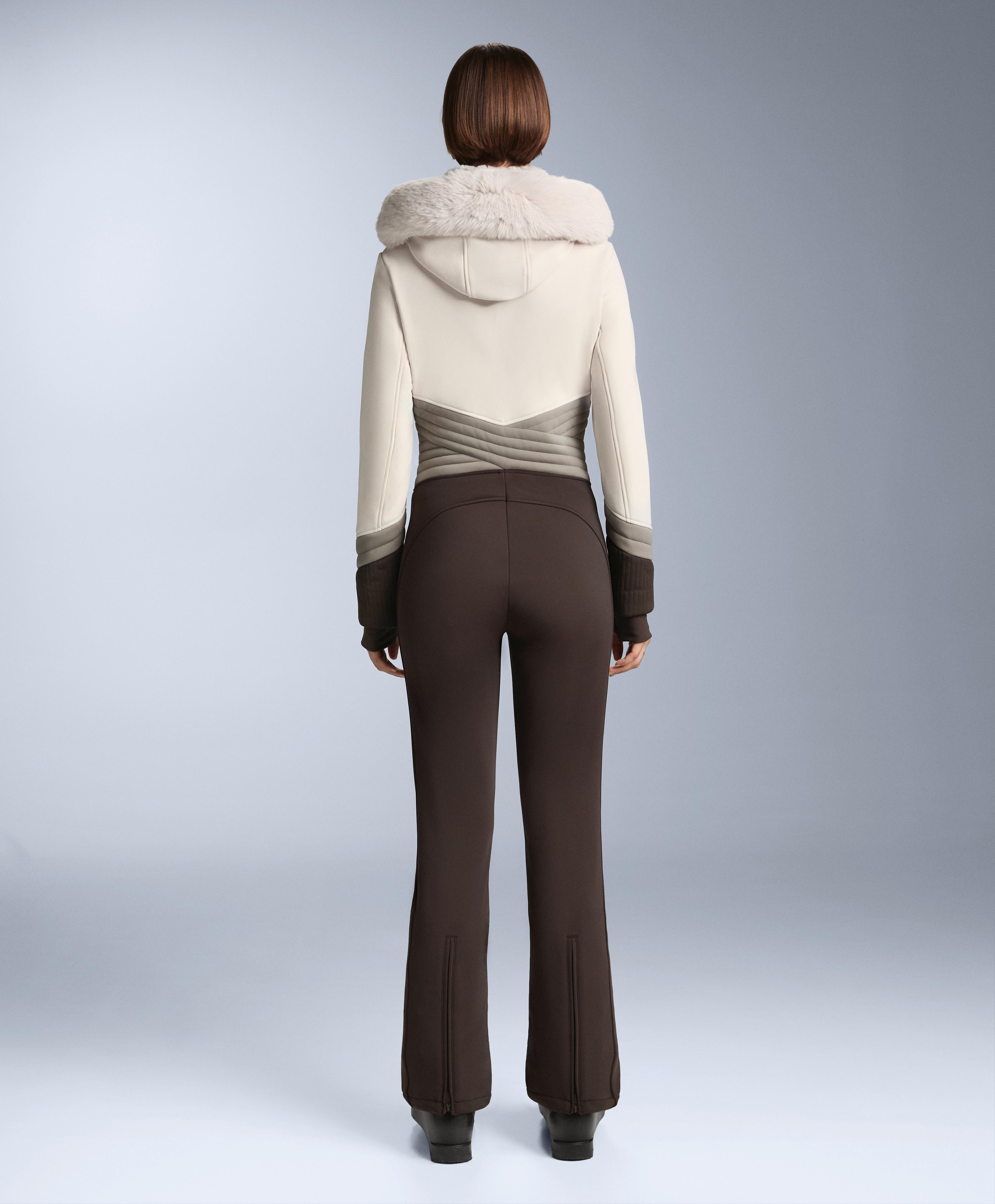 Water-resistant colour-block fitted stretch SKI jumpsuit — PALE MINK