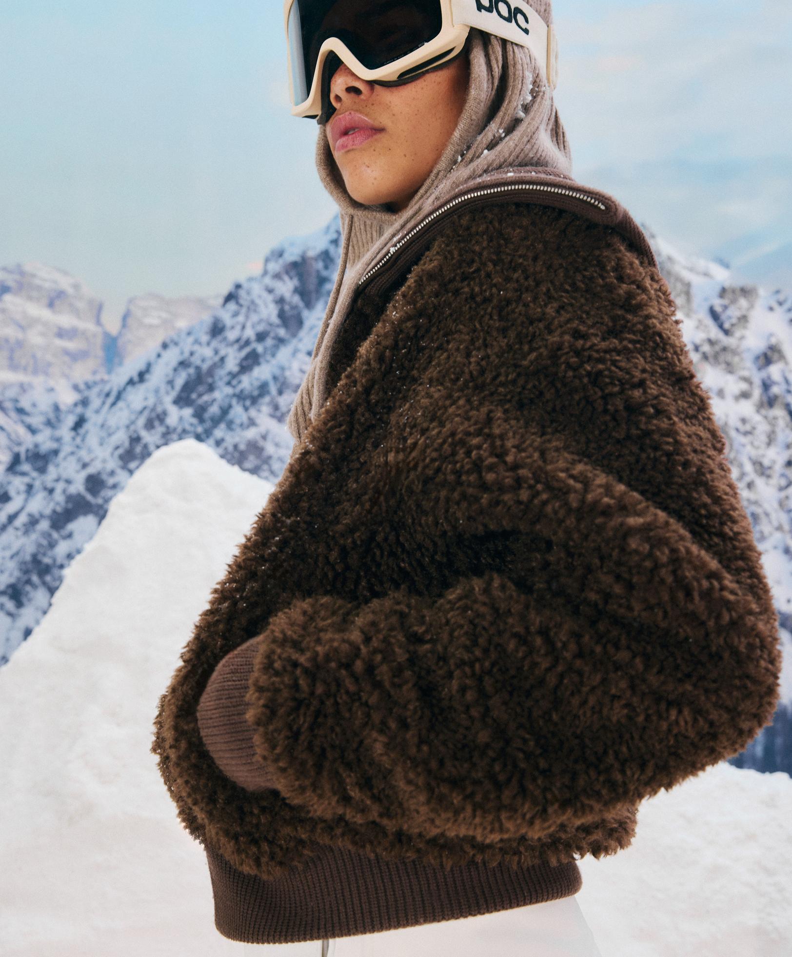 Textured faux-shearling jacket — TOBACCO BROWN