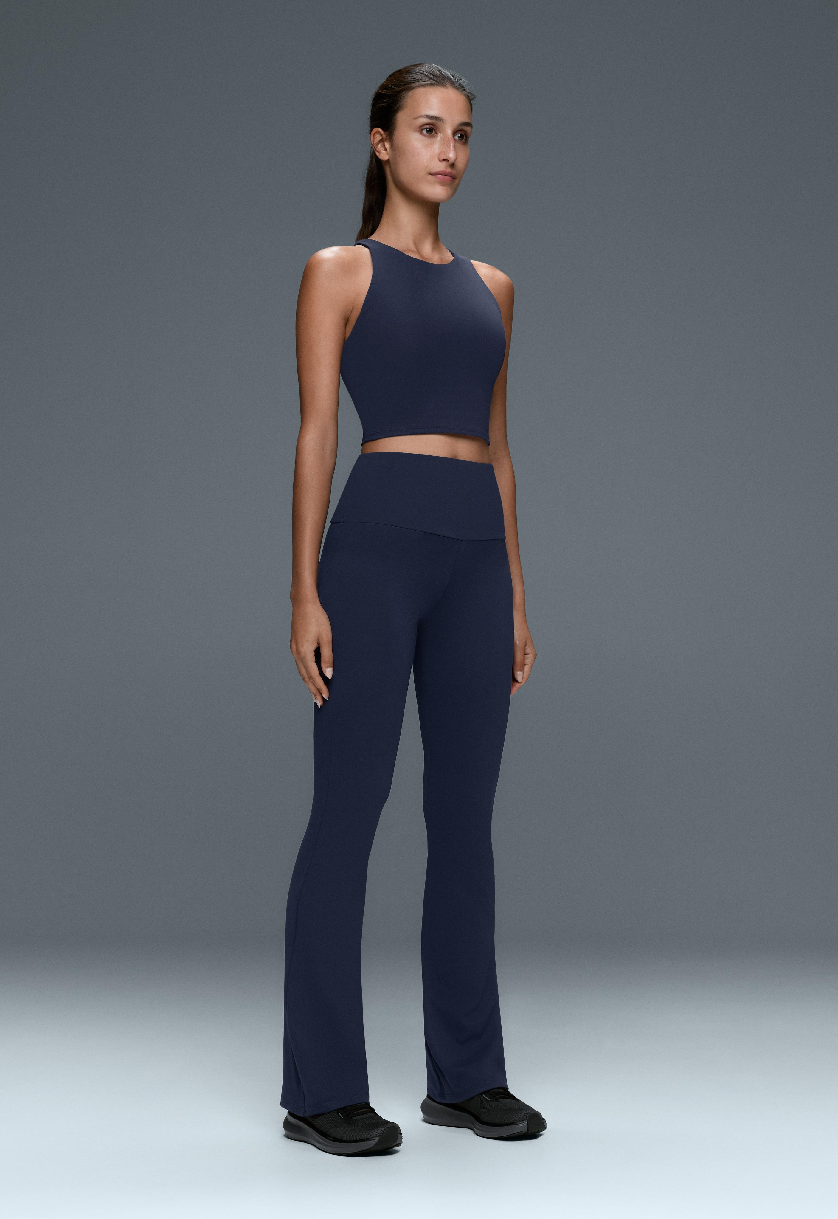 High-rise Comfortlux flare trousers — NAVY BLUE