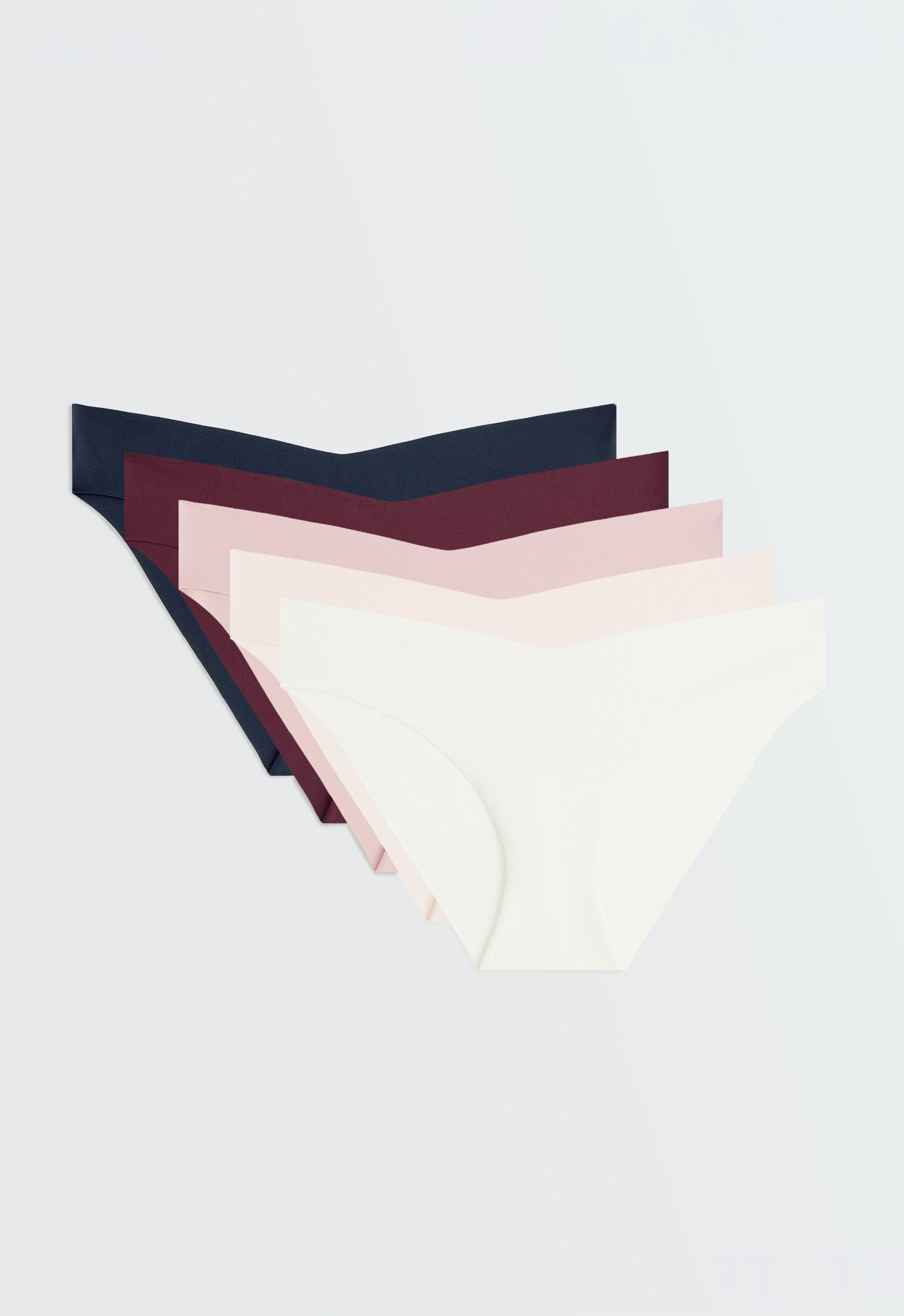 5 invisible laser-cut polyamide blend V-cut bikini briefs — WASHED ROSE