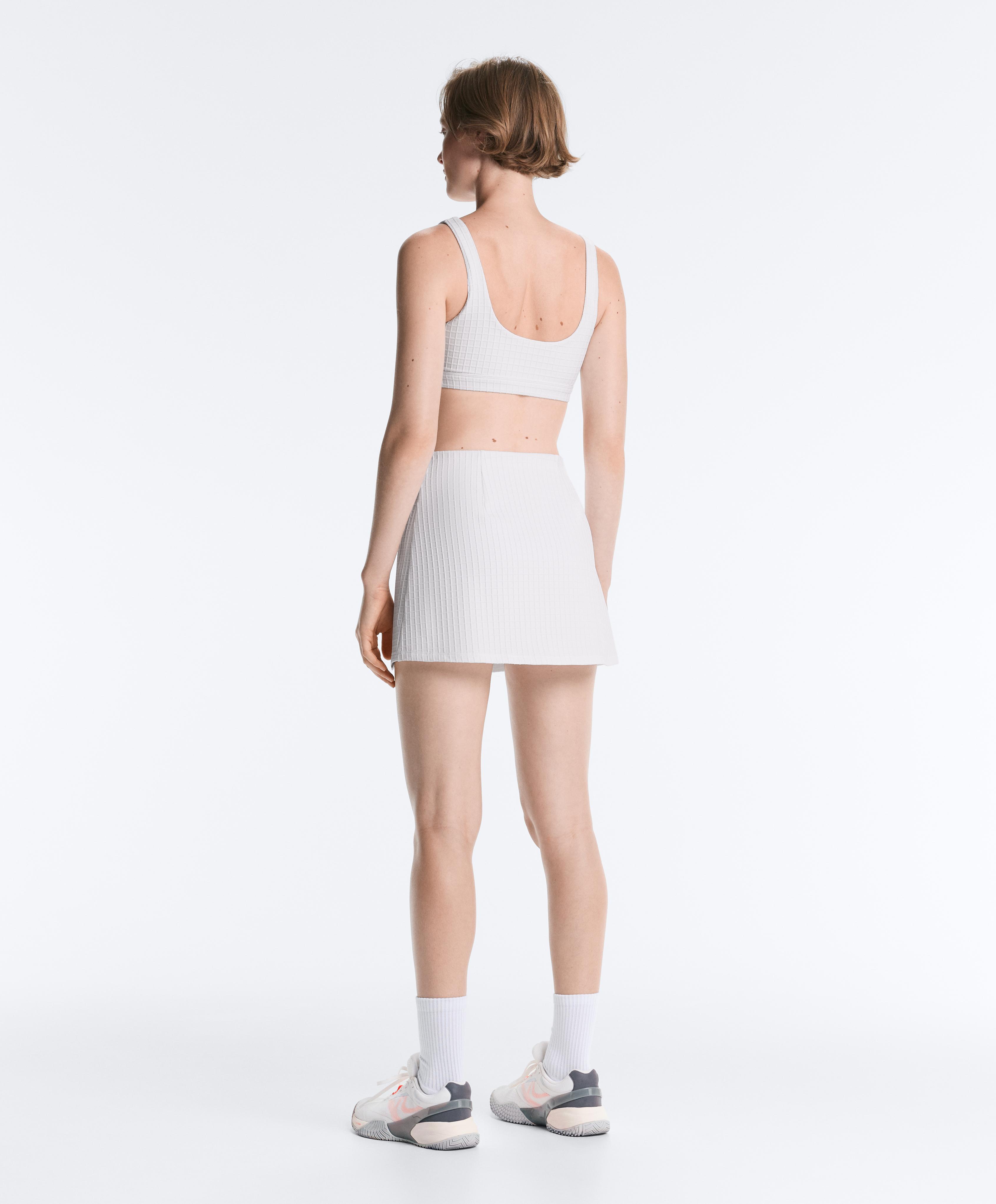 Check short skirt — WHITE