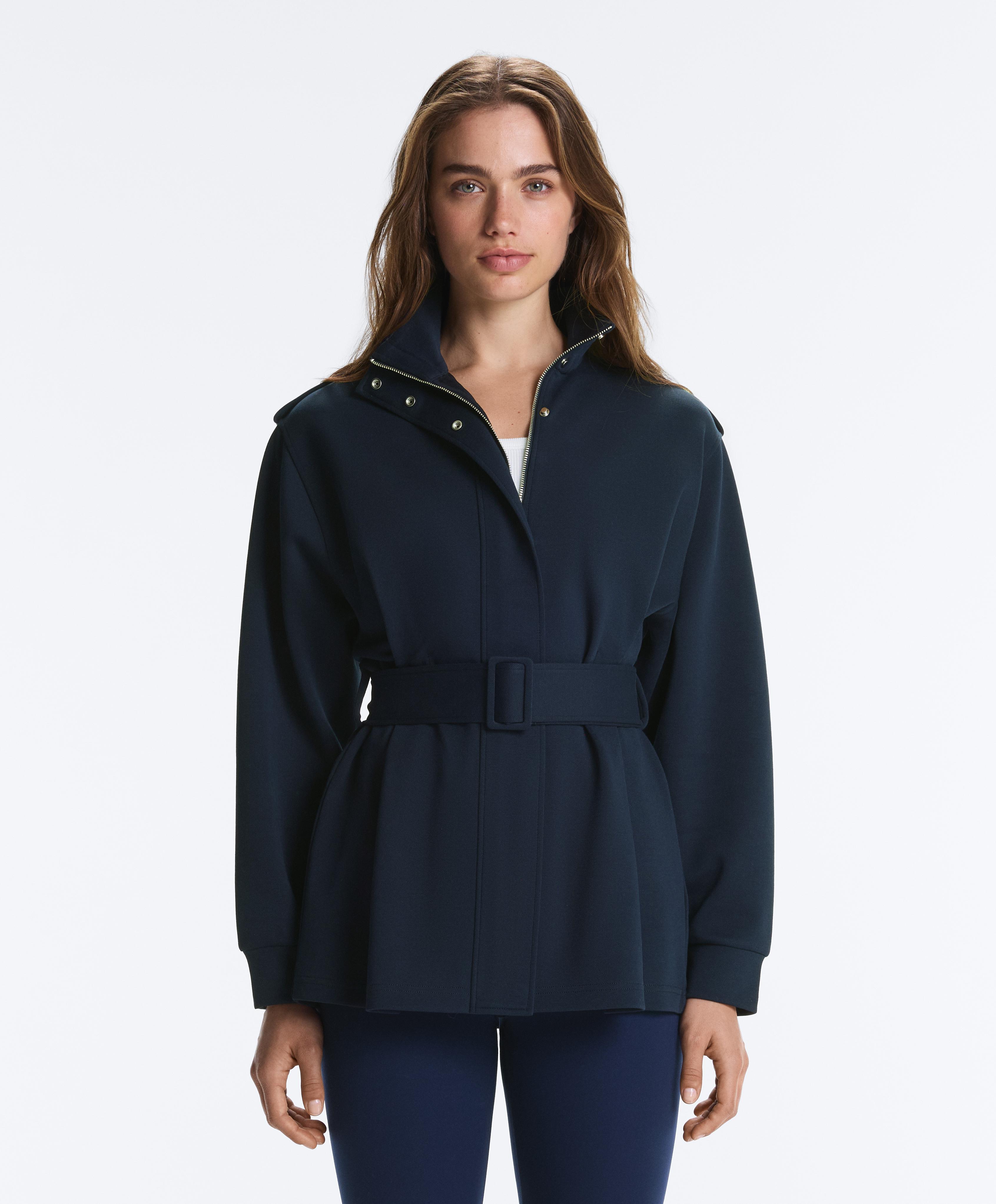 Long utility jacket with cotton — NAVY BLUE