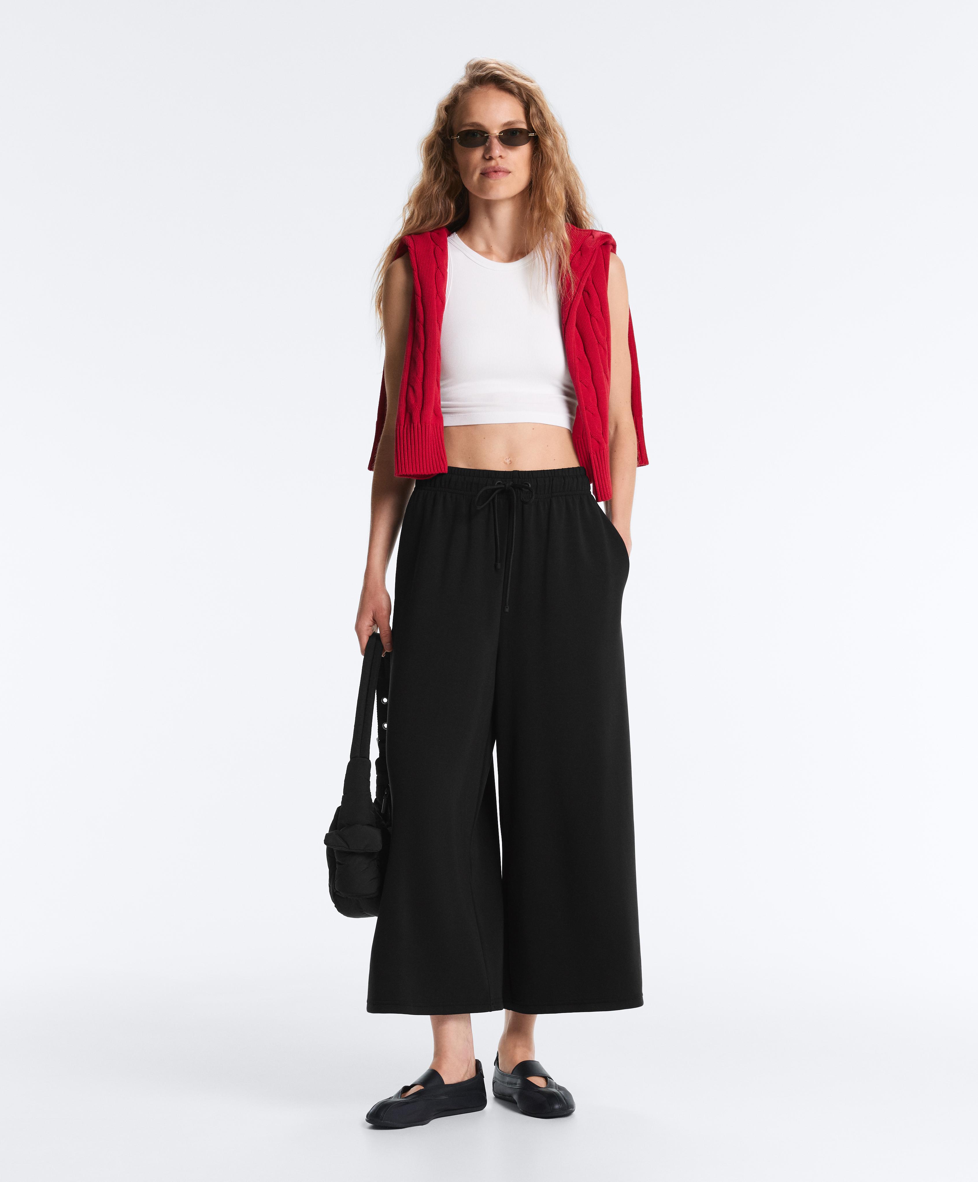 Soft-touch wide-leg crop trousers with modal Soft-touch wide-leg crop trousers with modal
