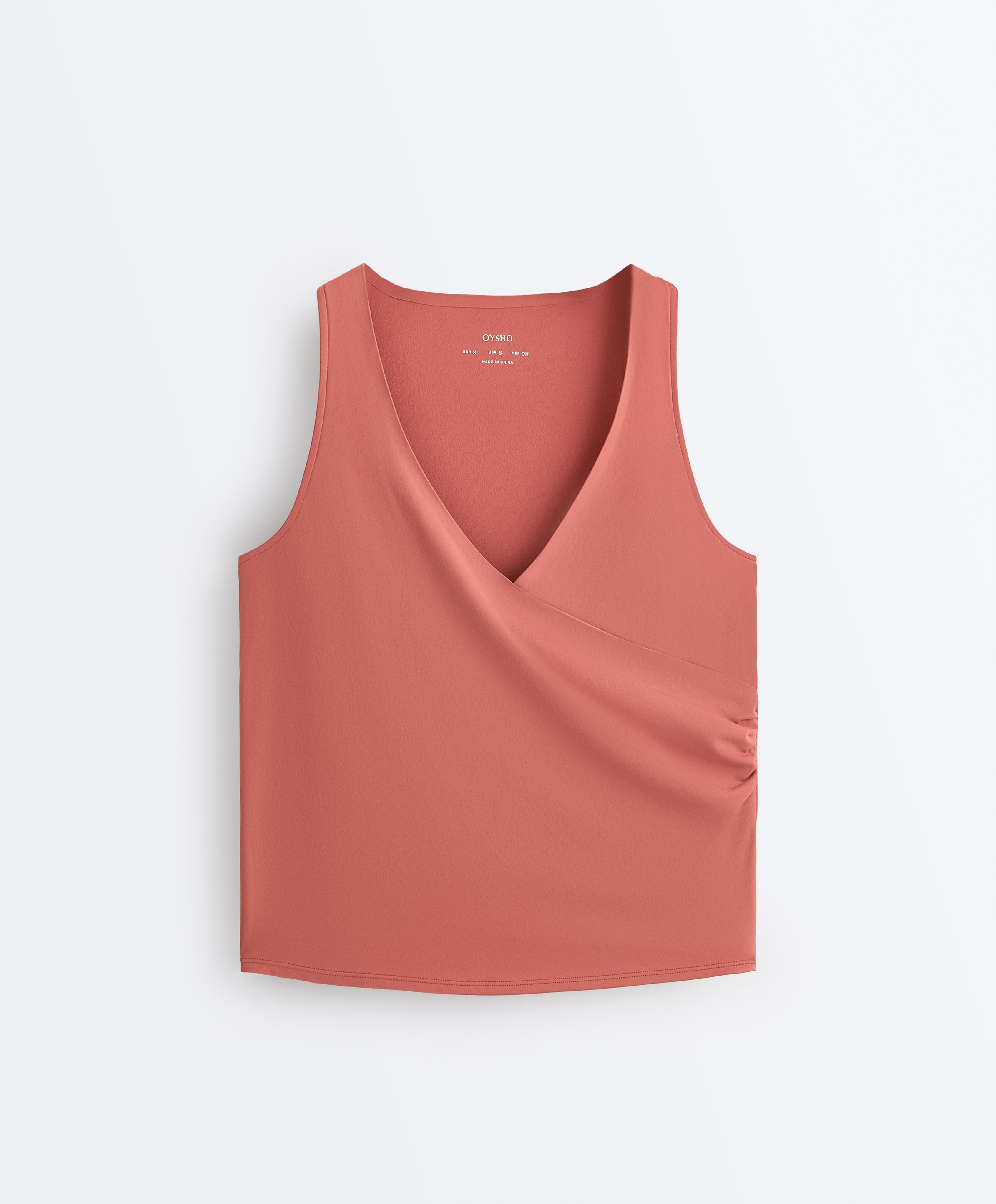 Cross-over sleeveless Comfortlux T-shirt — ROSETTE BLUSH