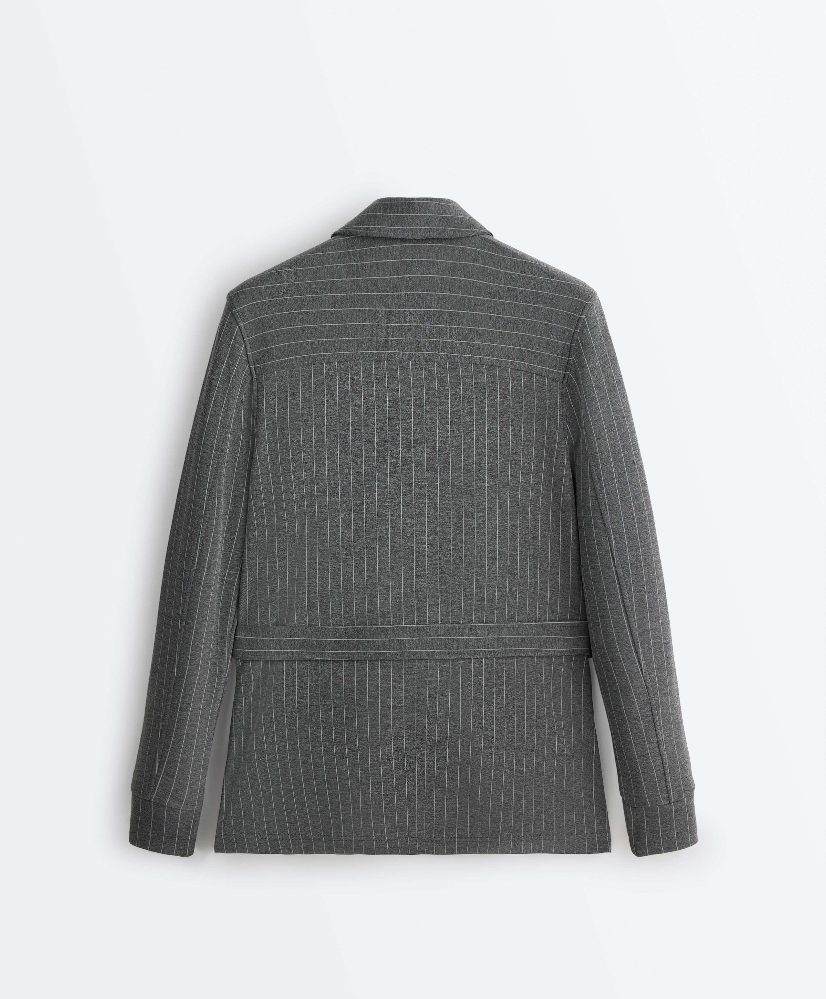 Long belted jacket with soft-touch modal — DARK GREY