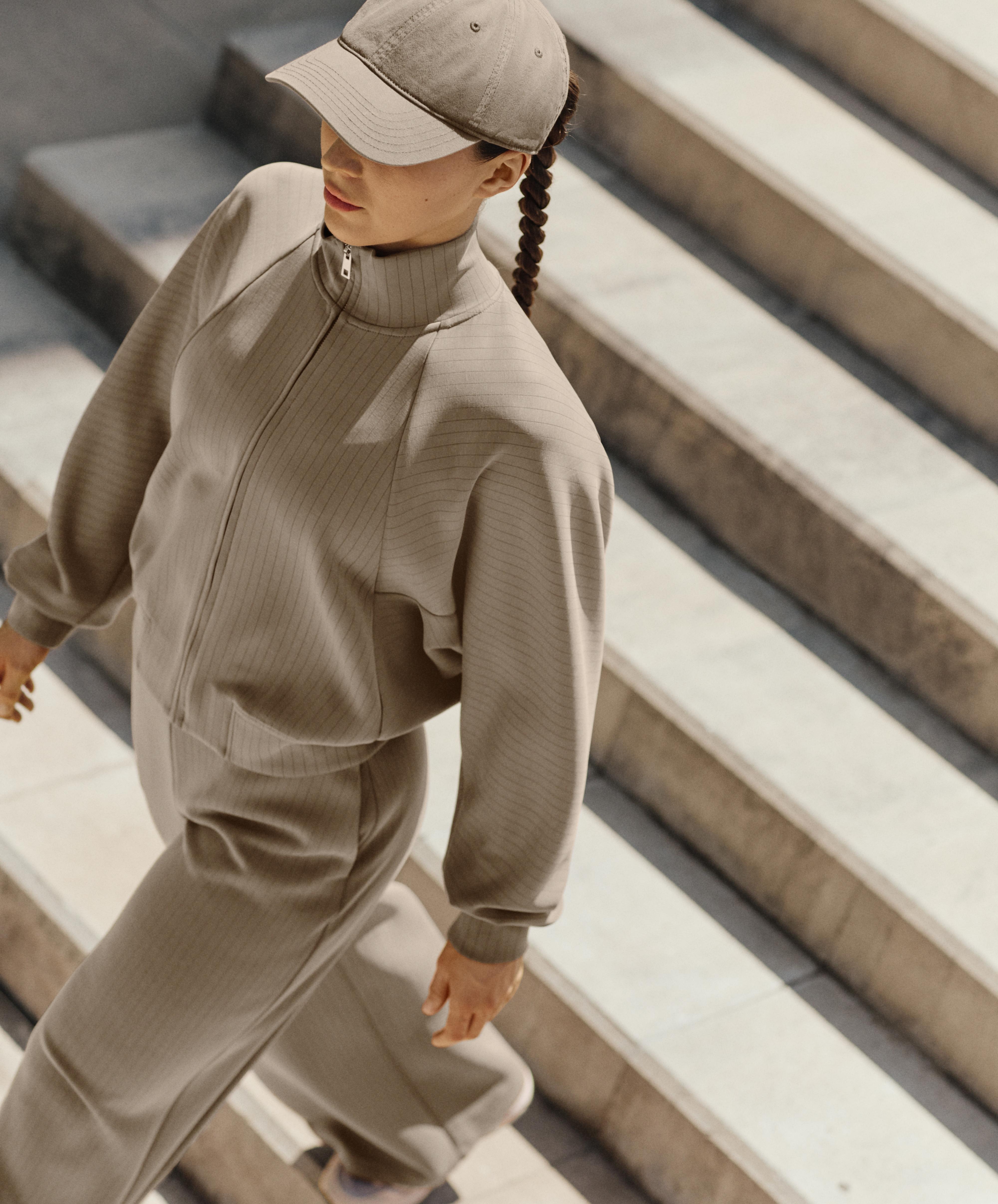 Striped high neck jacket with soft touch modal
