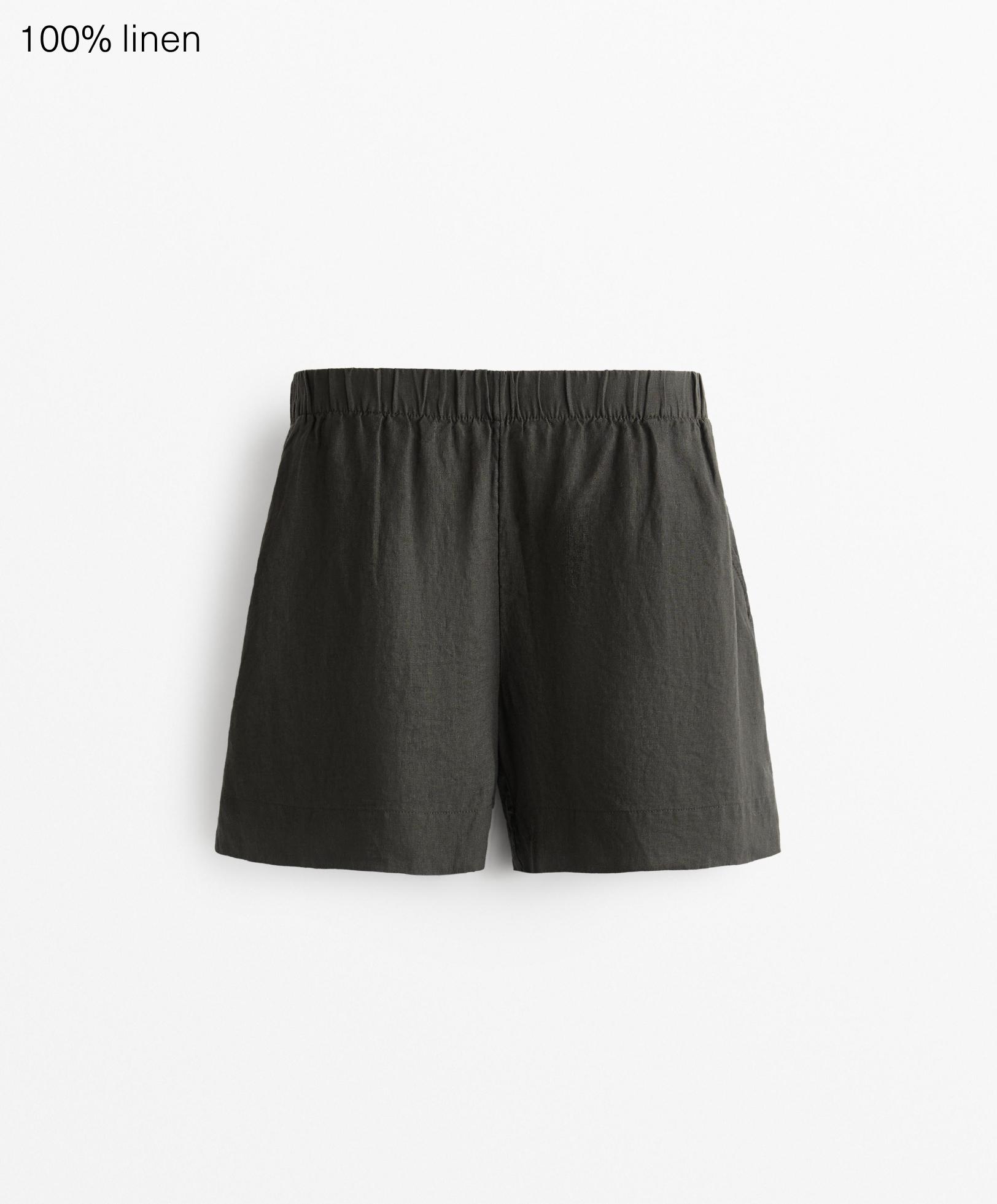 %100 keten bermuda