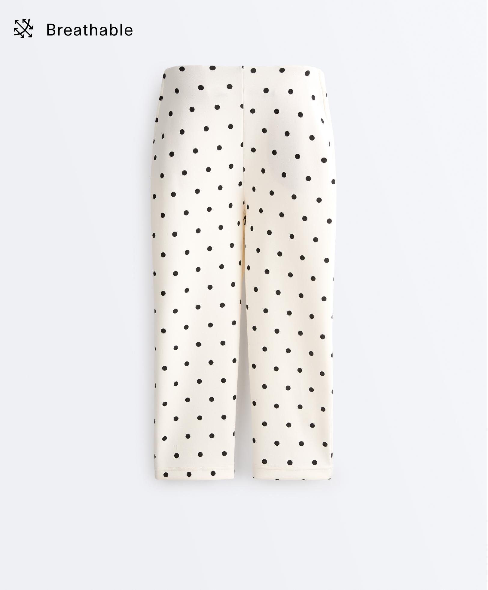 Polka dot piqué capri trousers with cotton — PALE ECRU