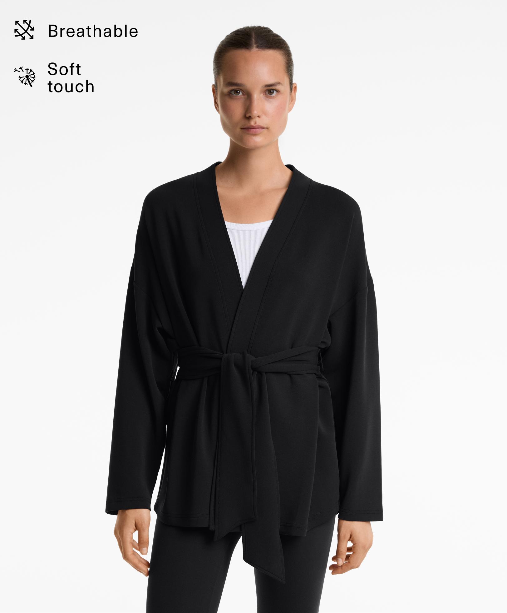 جاكيت كيمونو طويل بملمس ناعم من مزيج المودال - تنزيلات