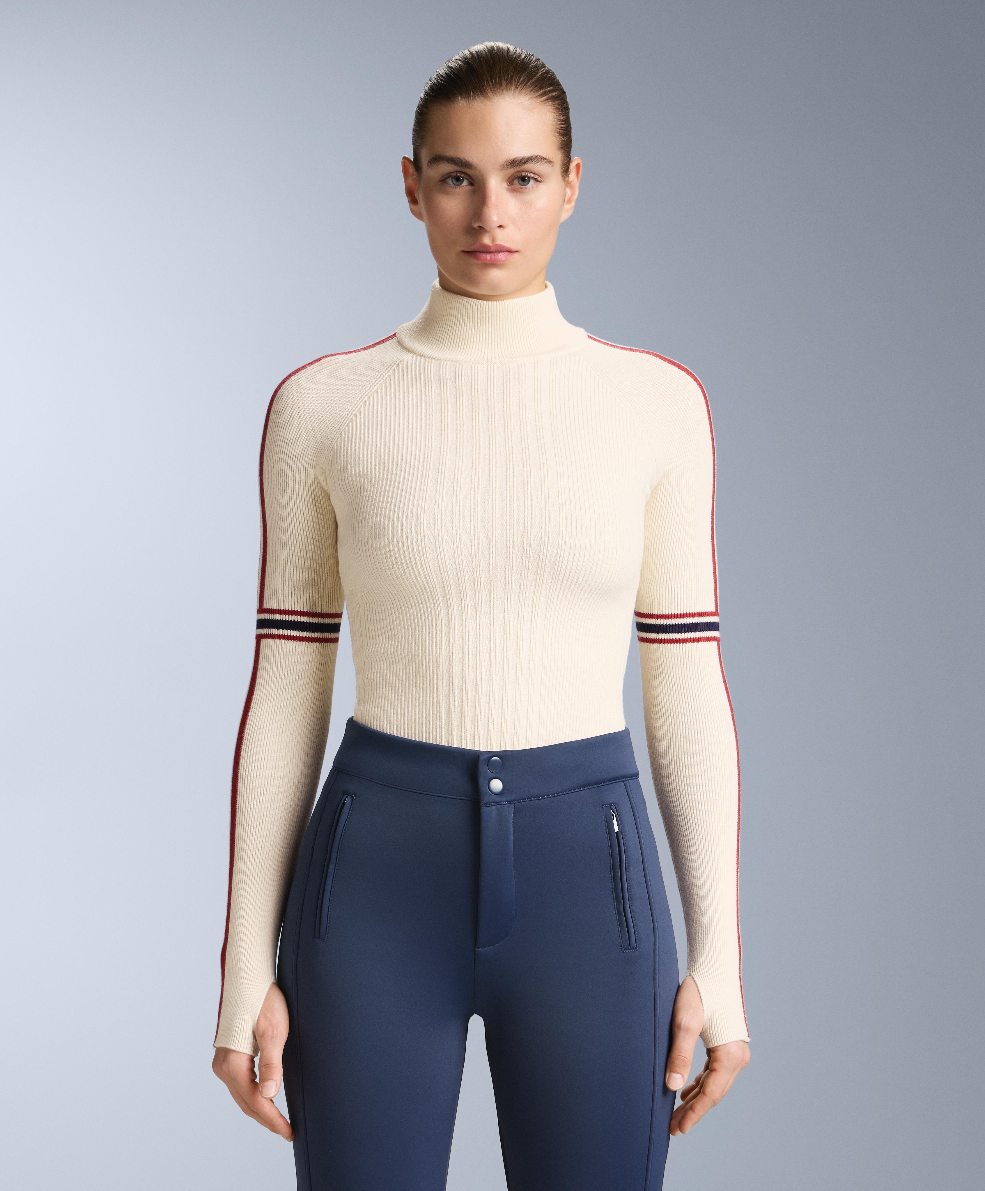 Thermal base layer knit T-shirt with contrast details — ECRU