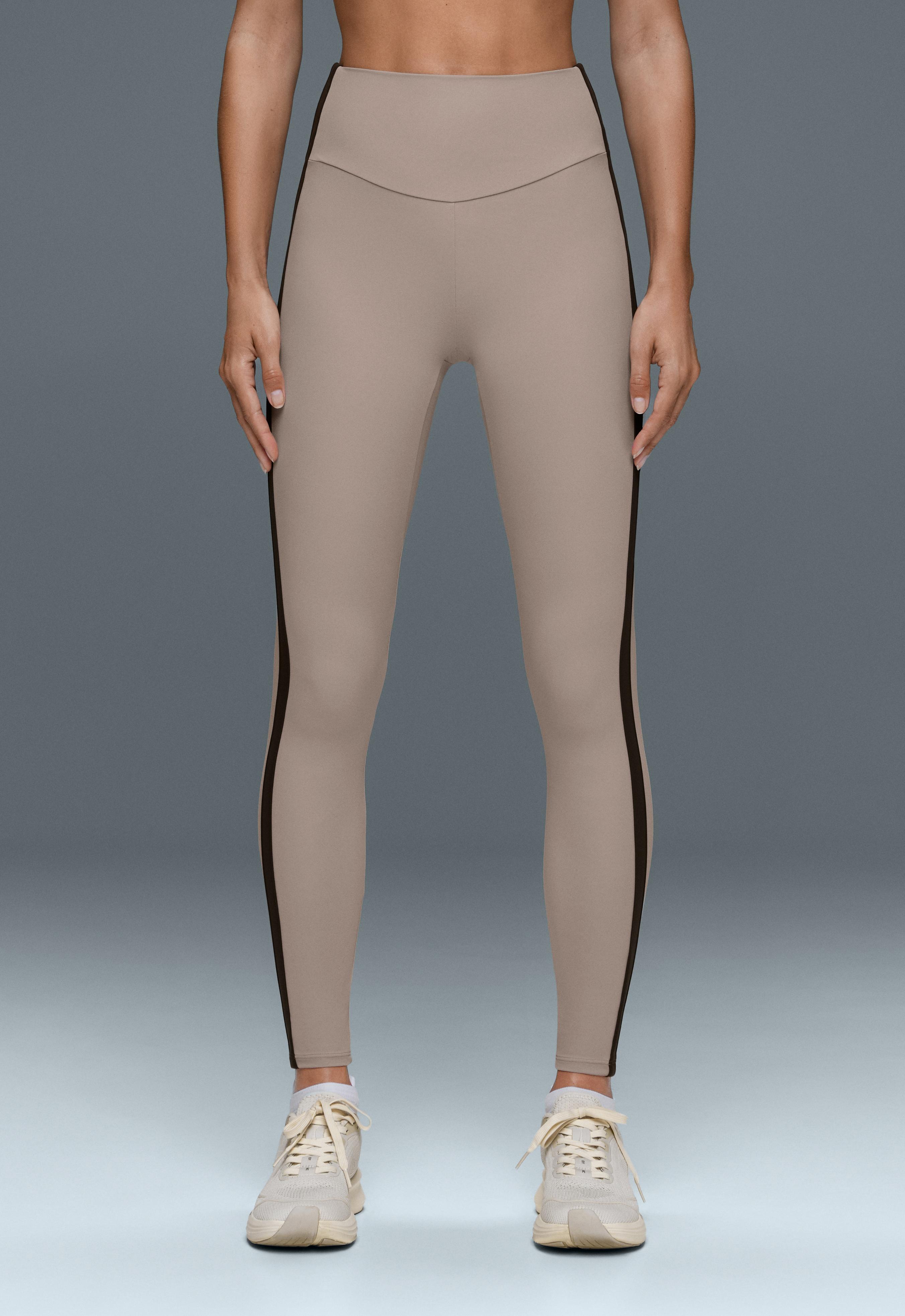 Comfortlux high-rise ankle-length leggings with contrast detail — LIGHT STONE