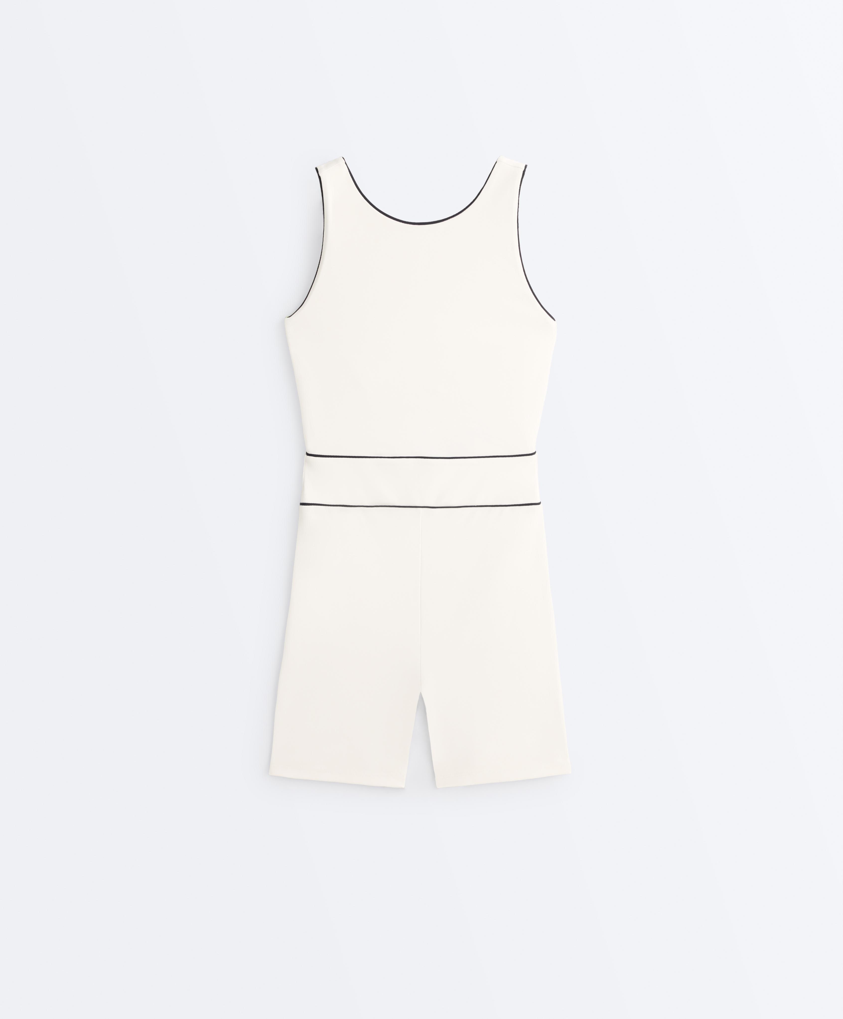 Comfortlux Piping Short Jumpsuit — PALE ECRU
