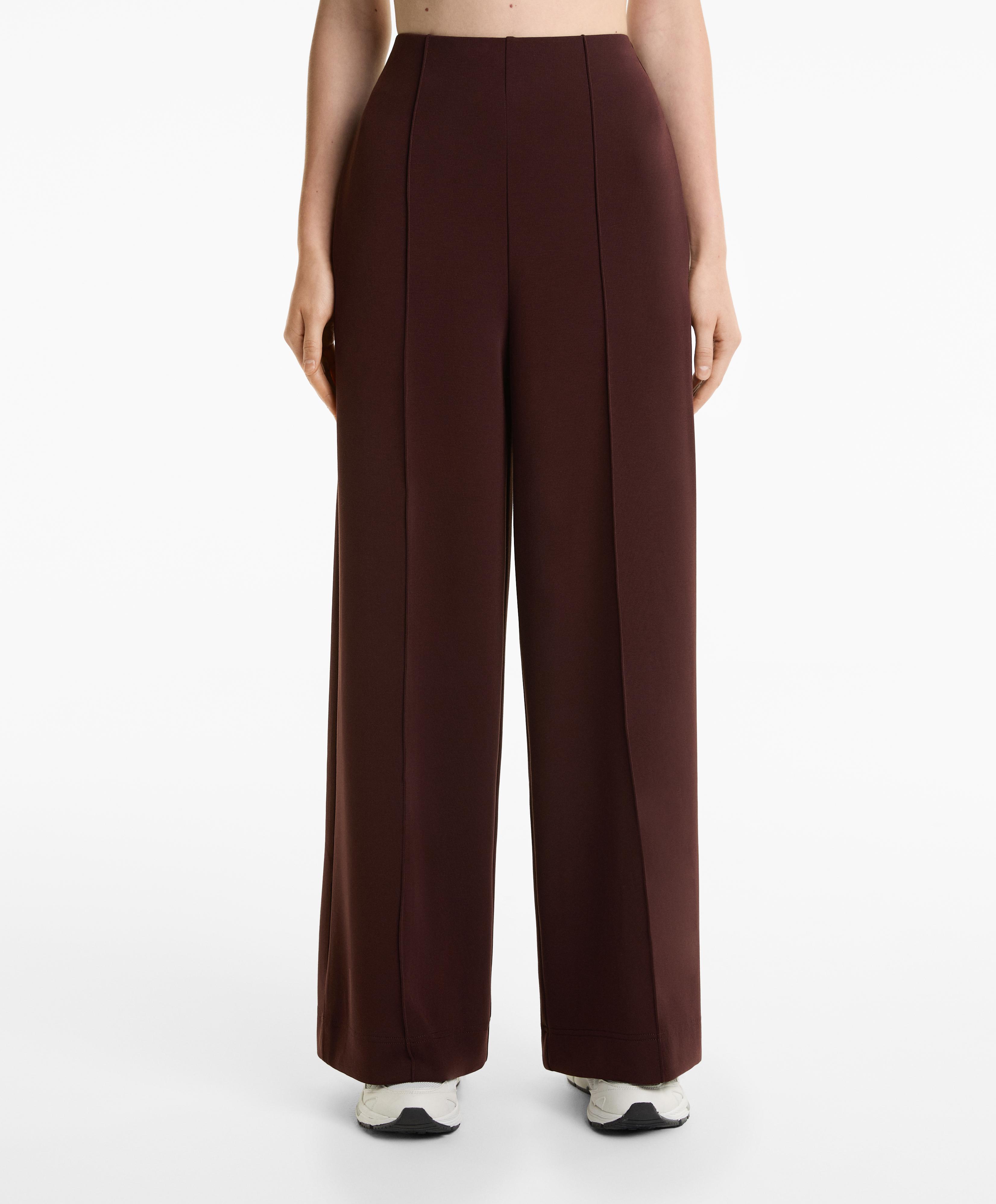 Gerade Hose mit Rippenstruktur aus Modal mit weichem Griff Gerade Hose mit Rippenstruktur aus Modal mit weichem Griff