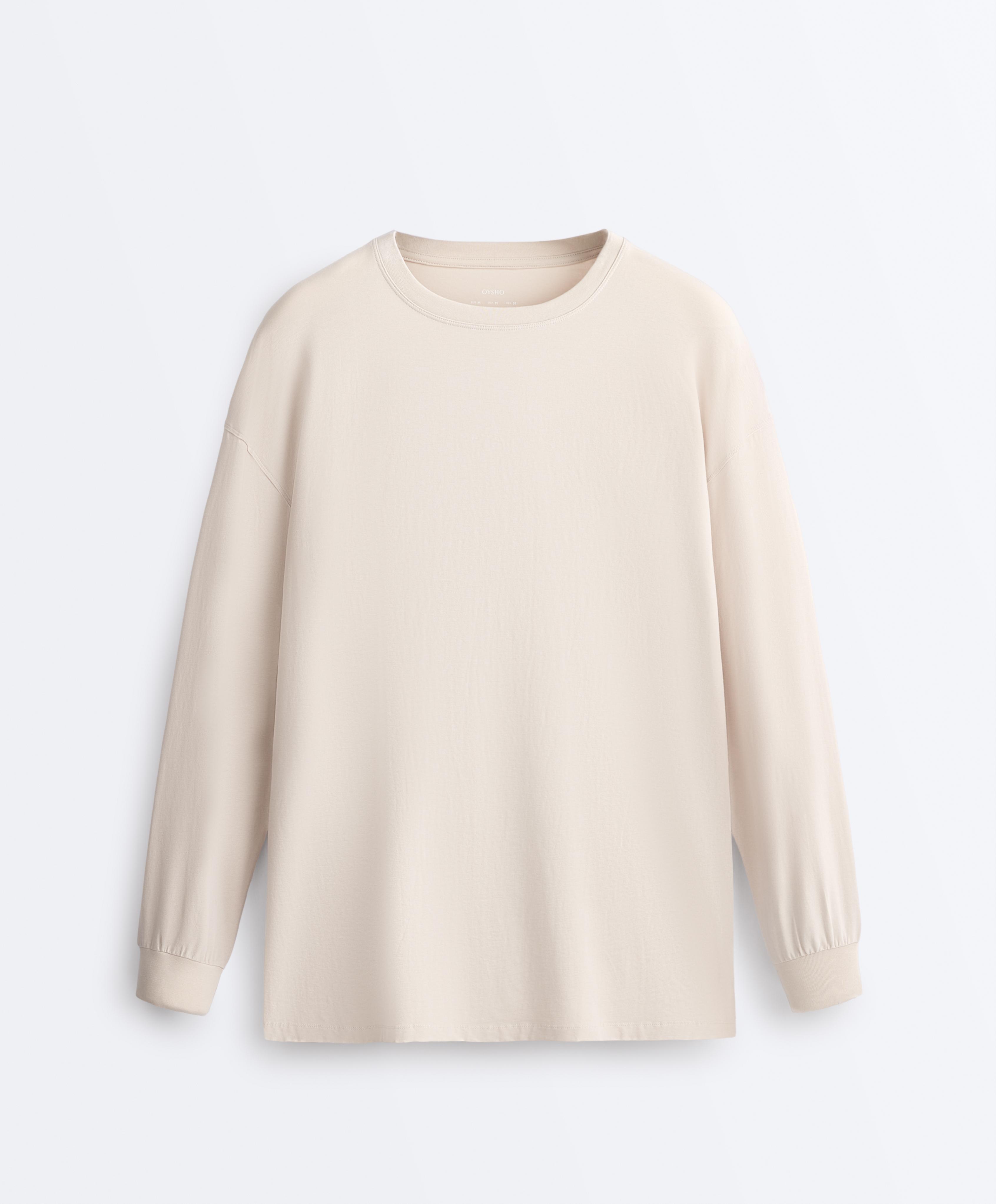 Maglietta oversize a manica lunga in misto cotone Maglietta oversize a manica lunga in misto cotone