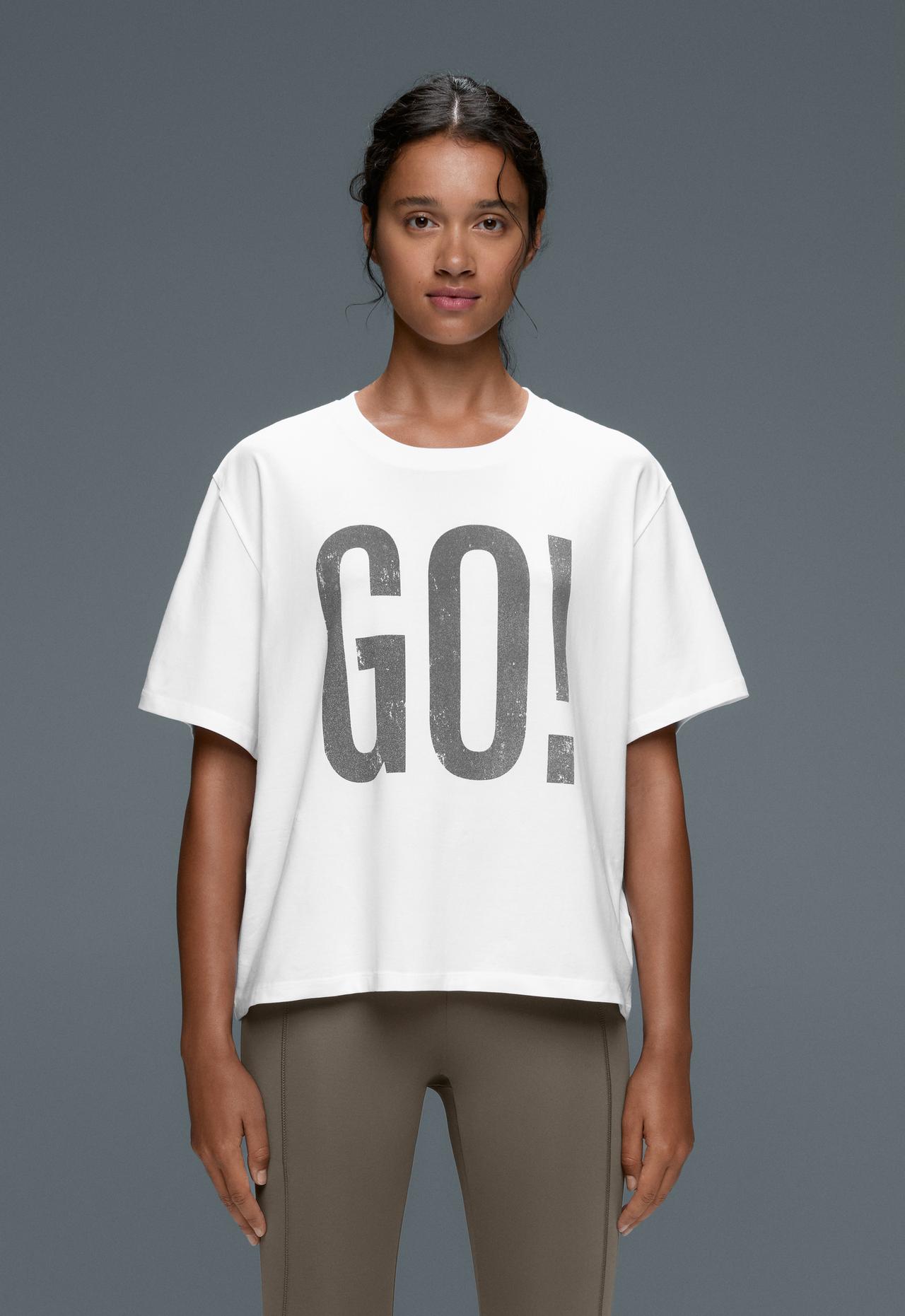 Boxy Fit cotton T-shirt with print — WHITE