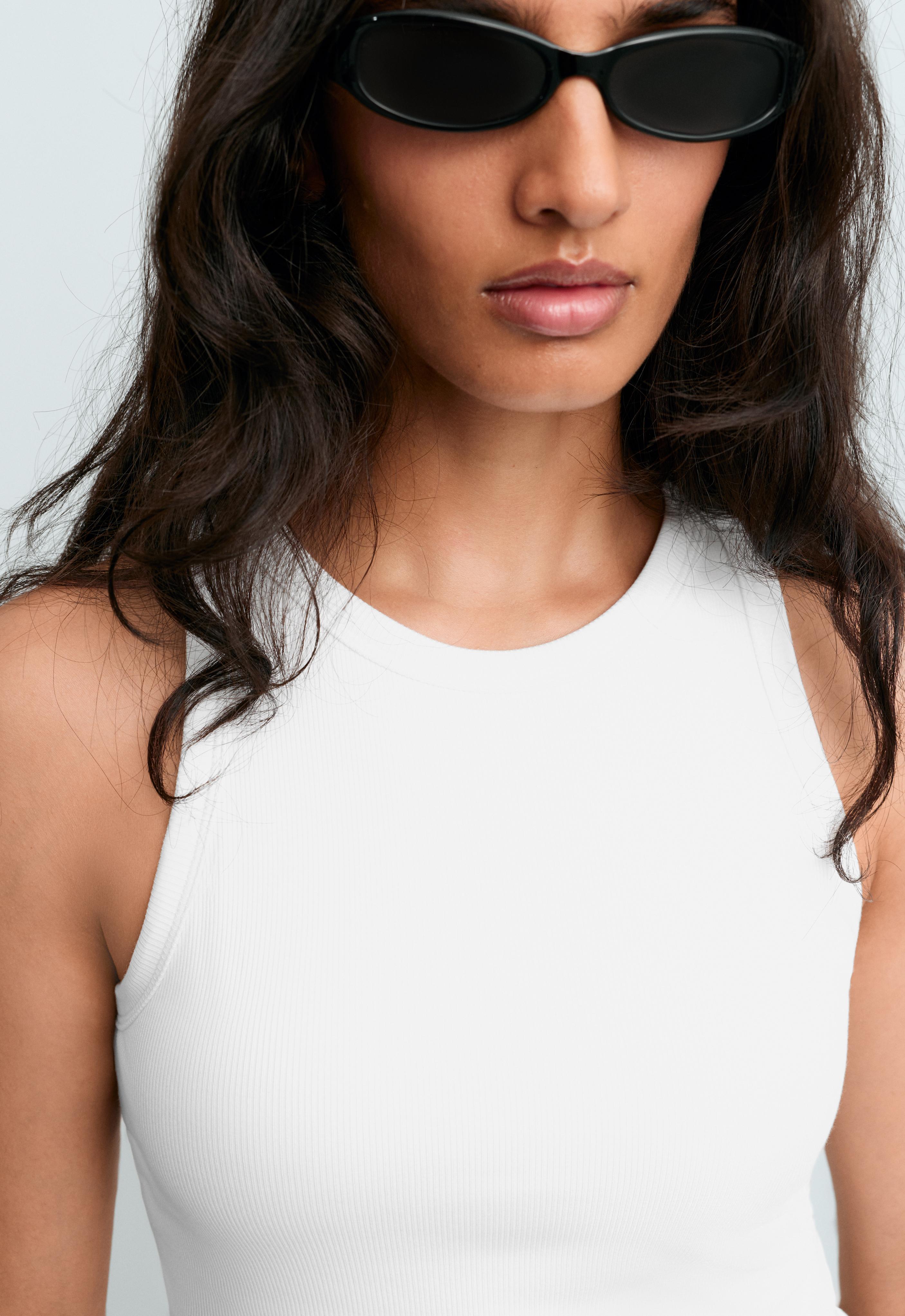 Rib modal blend long tank top — WHITE 