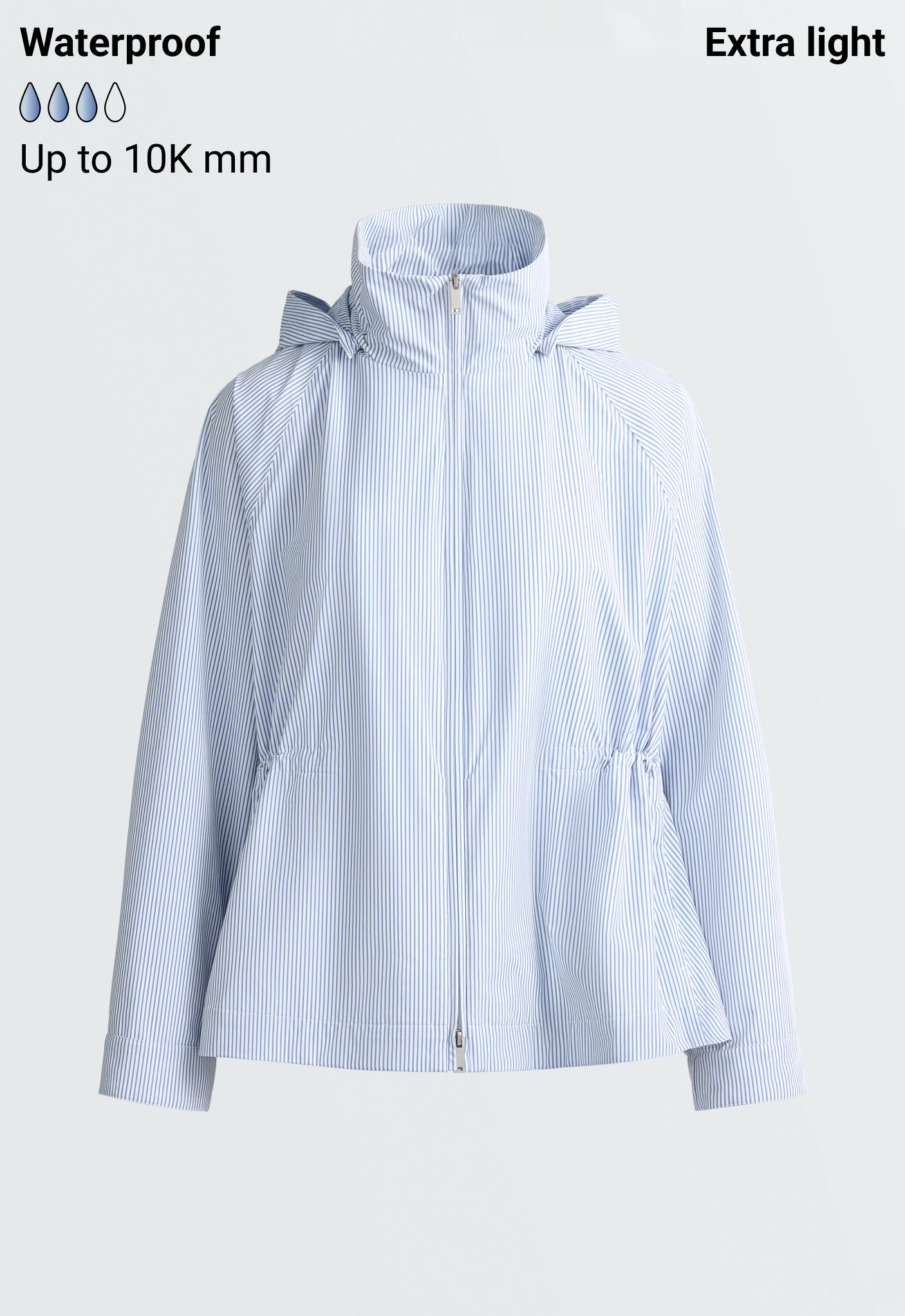 Extra lightweight 10k waterproof striped jacket — PALE BLUE