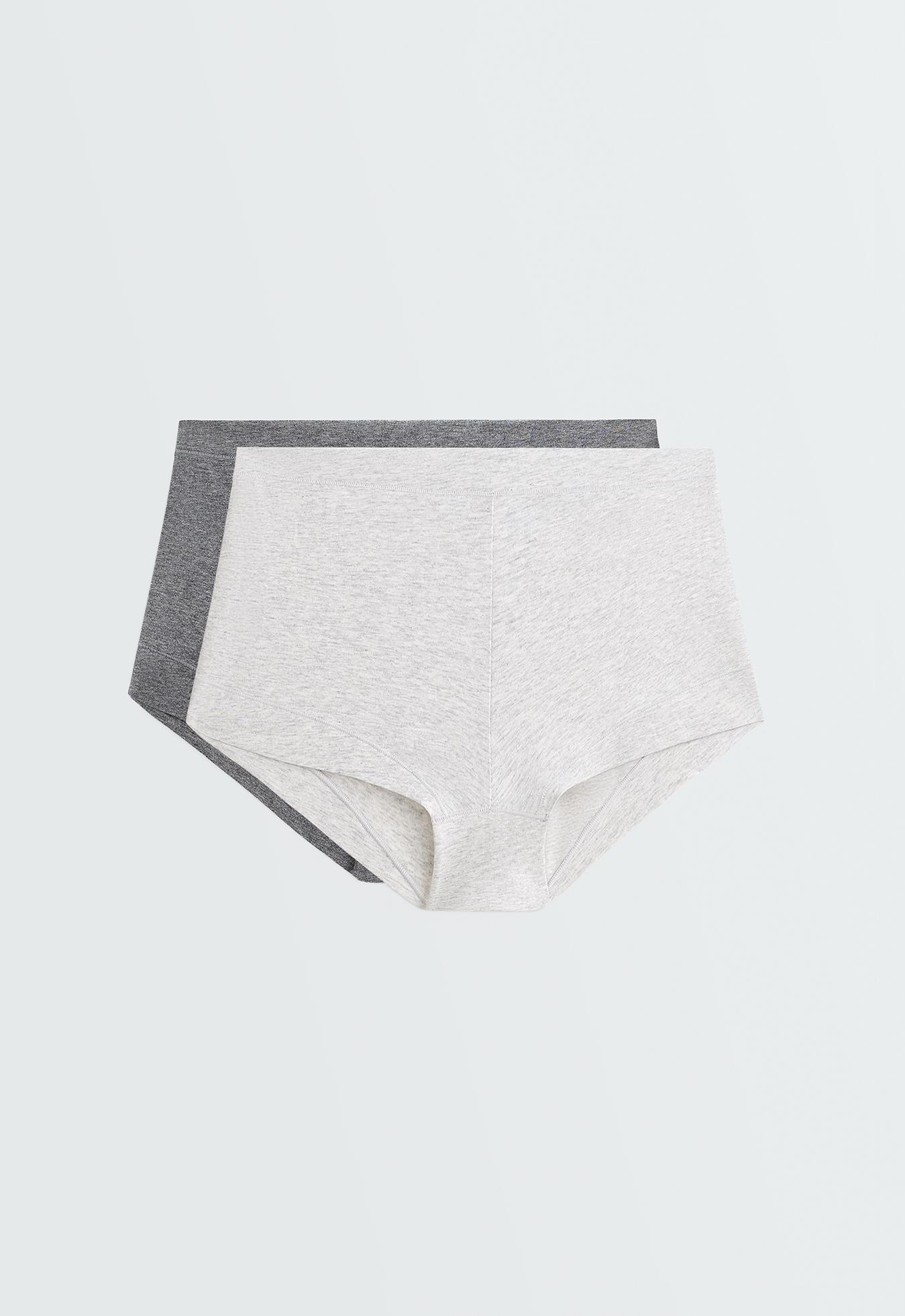 2 cotton blend shortie briefs — GREY MELANGE