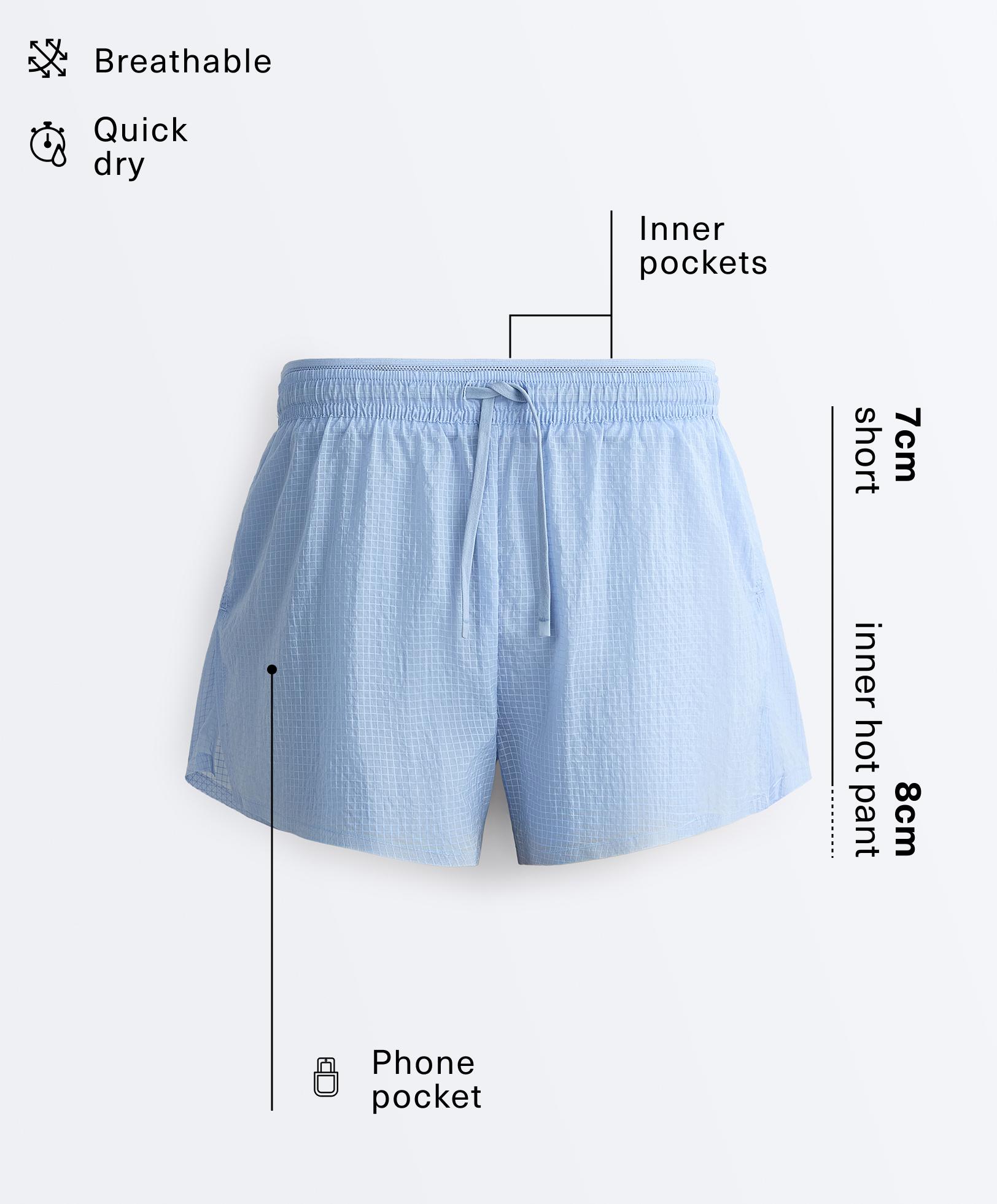 Technical 2-in-1 checked mid-rise shorts Technical 2-in-1 checked mid-rise shorts