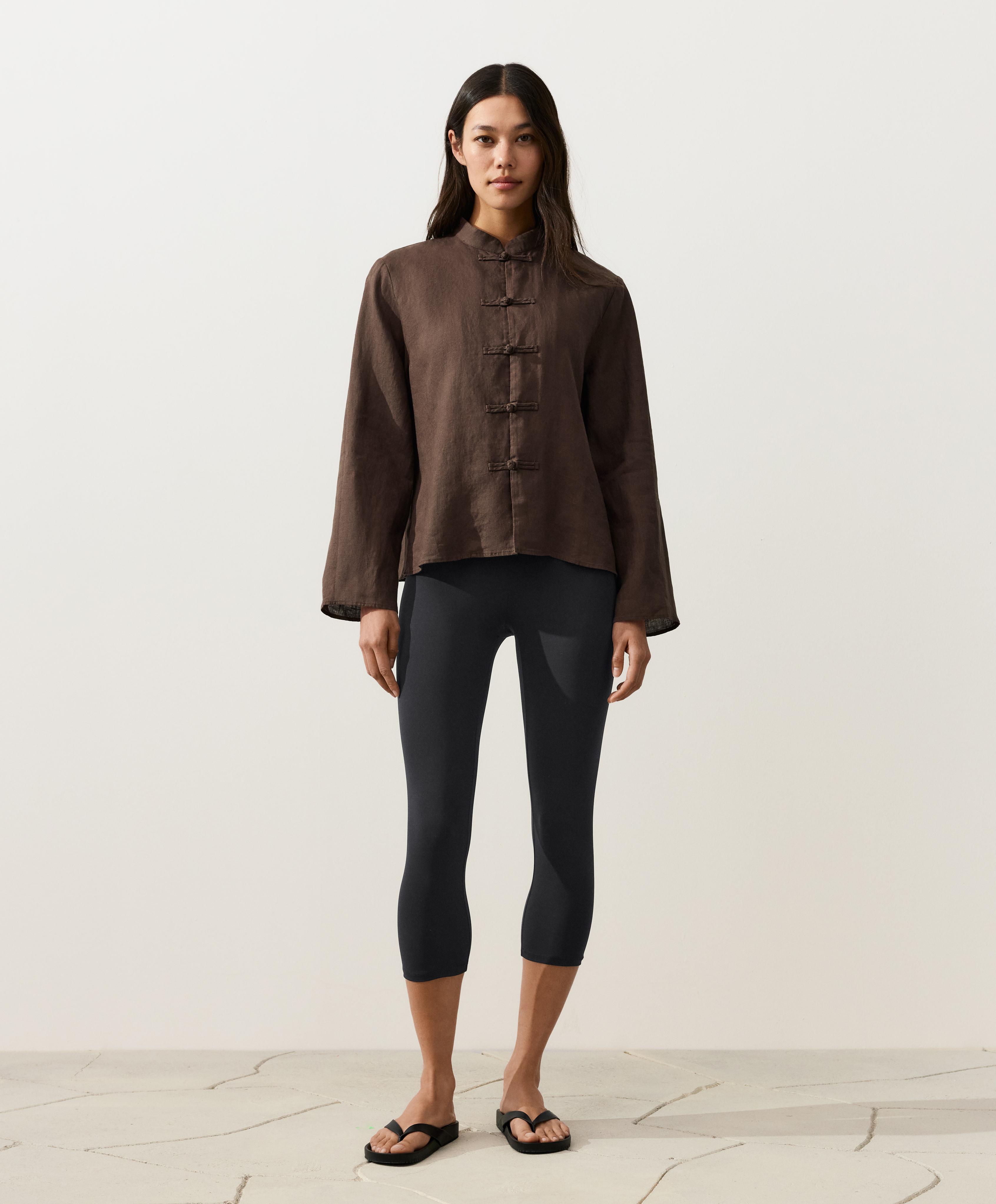 Veste col mao boutonnée 100&nbsp;% lin