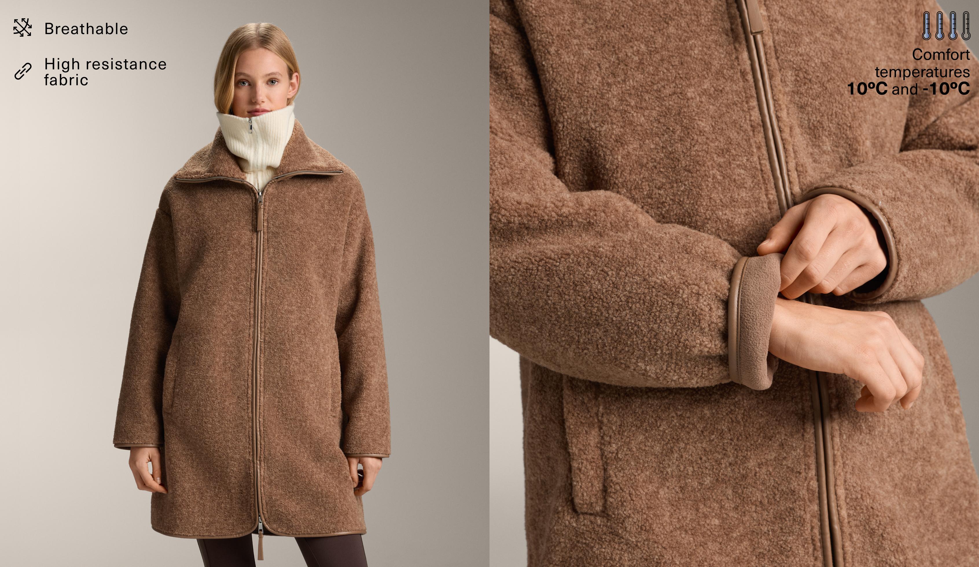 Long faux-shearling jacket