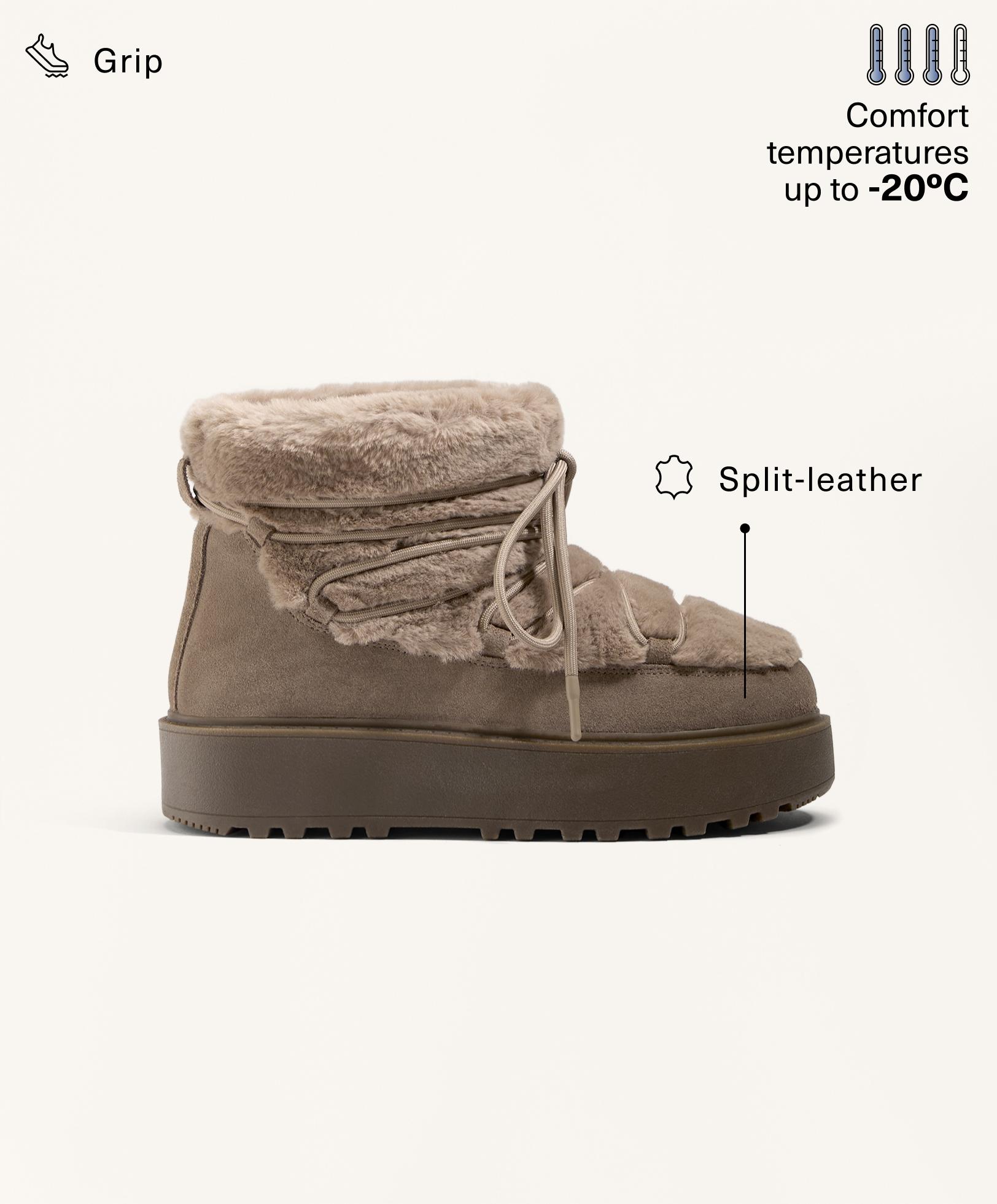 Faux-fur and split-leather lace-up boots Faux-fur and split-leather lace-up boots