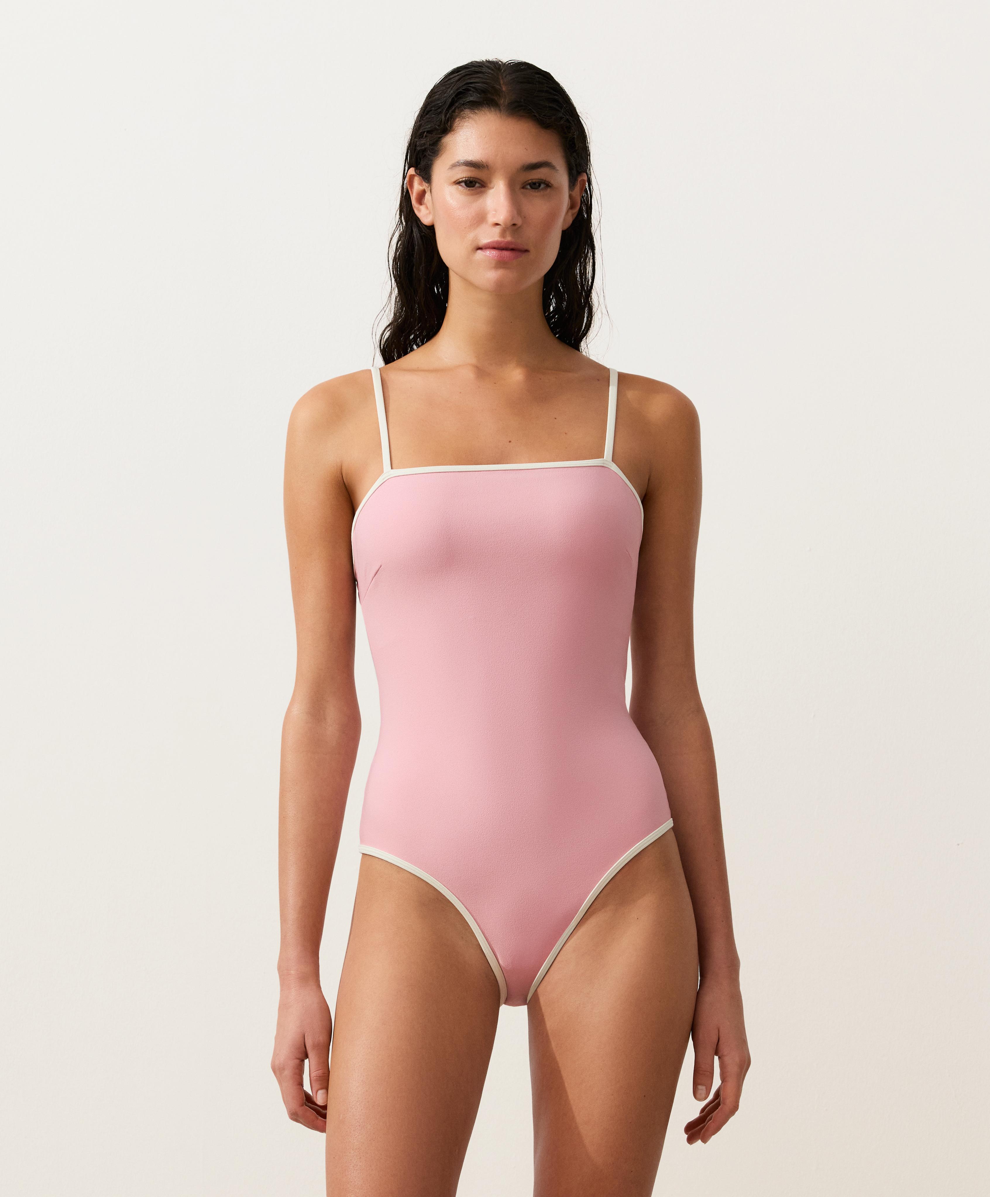 Traje de baño bandeau ribetes contraste Traje de baño bandeau ribetes contraste