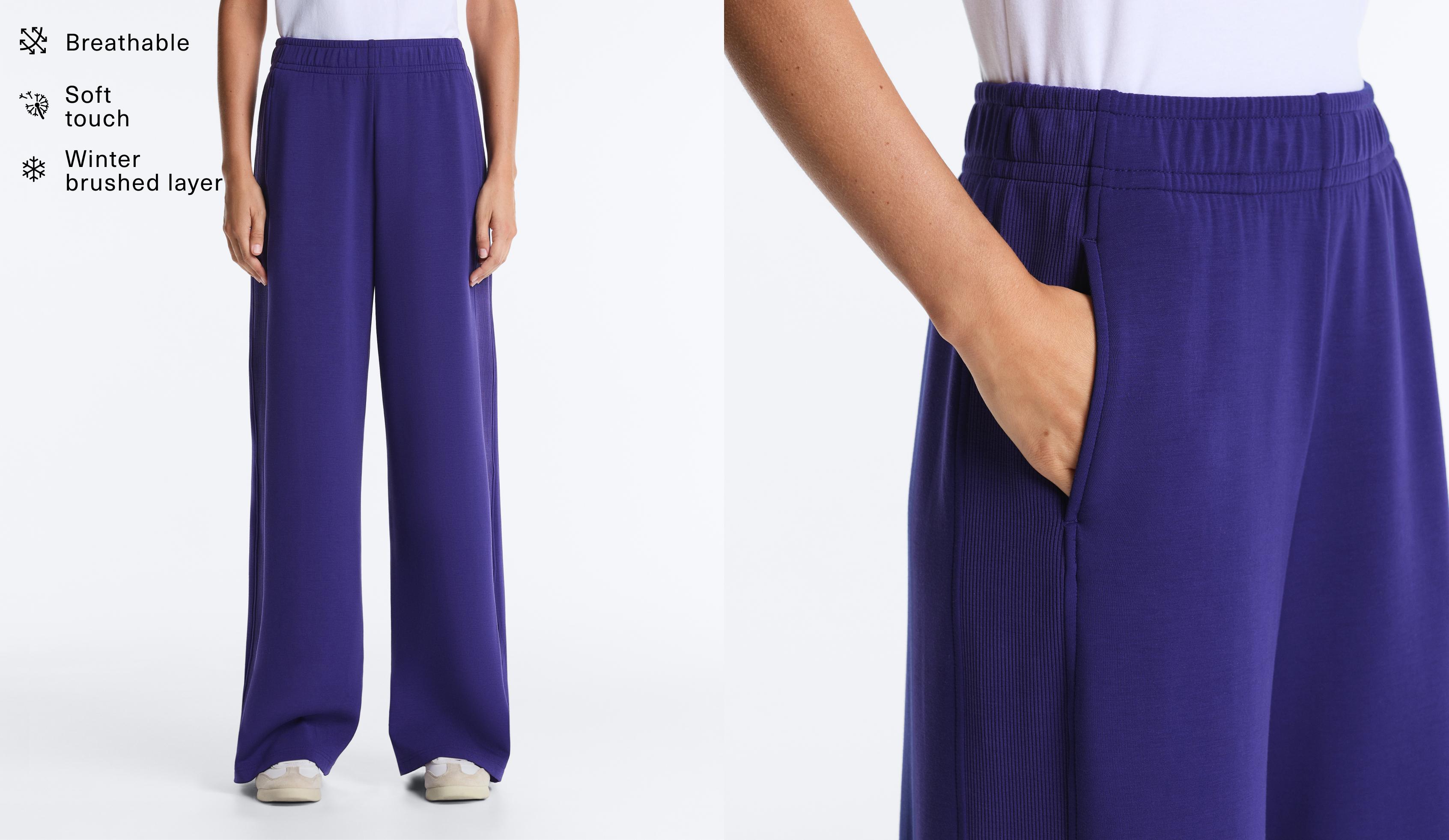 Weite, gerade geschnittene Hose mit Rib und Modal Brushed Weite, gerade geschnittene Hose mit Rib und Modal Brushed