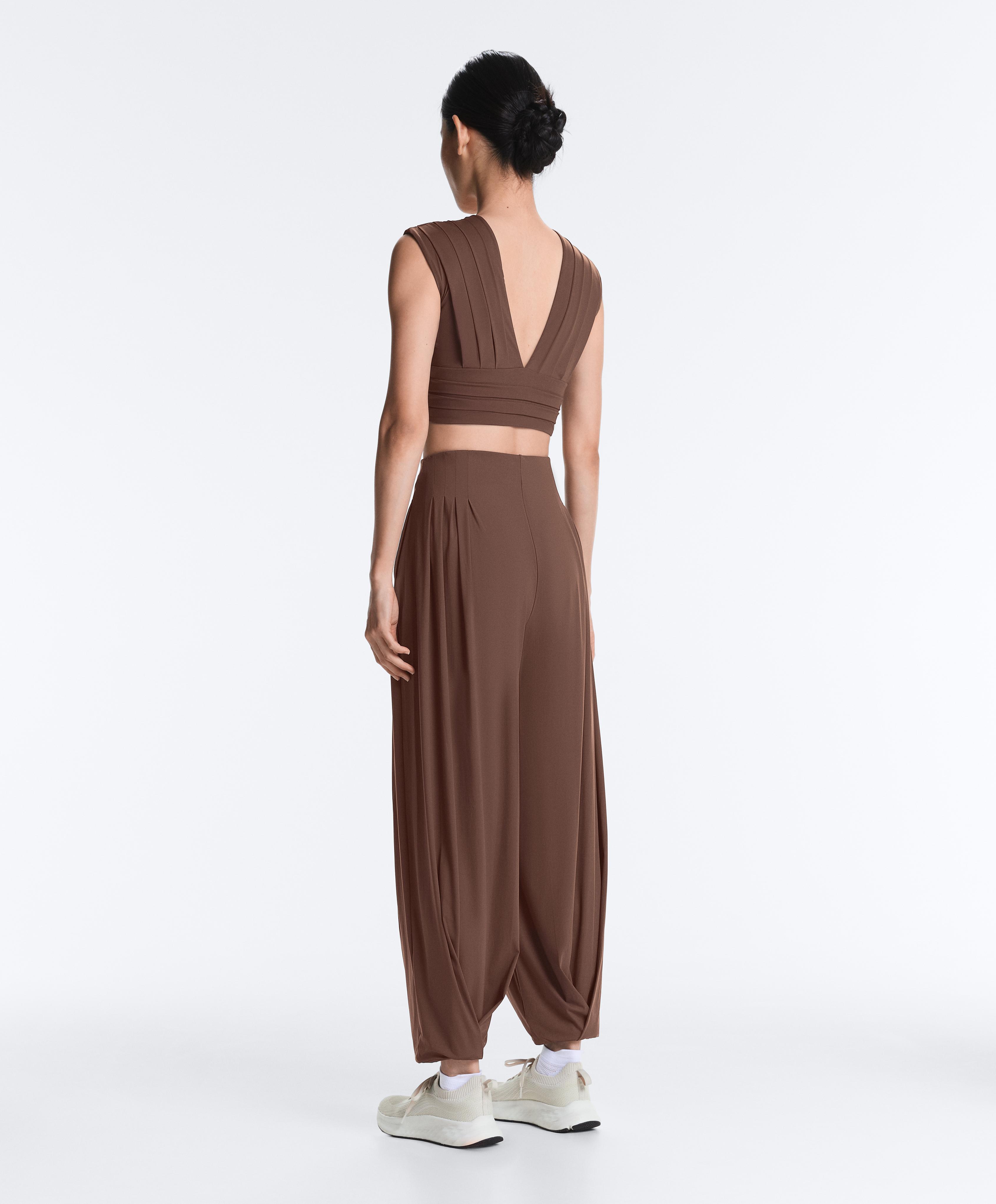 Light Touch pleated tank top — MID-BROWN
