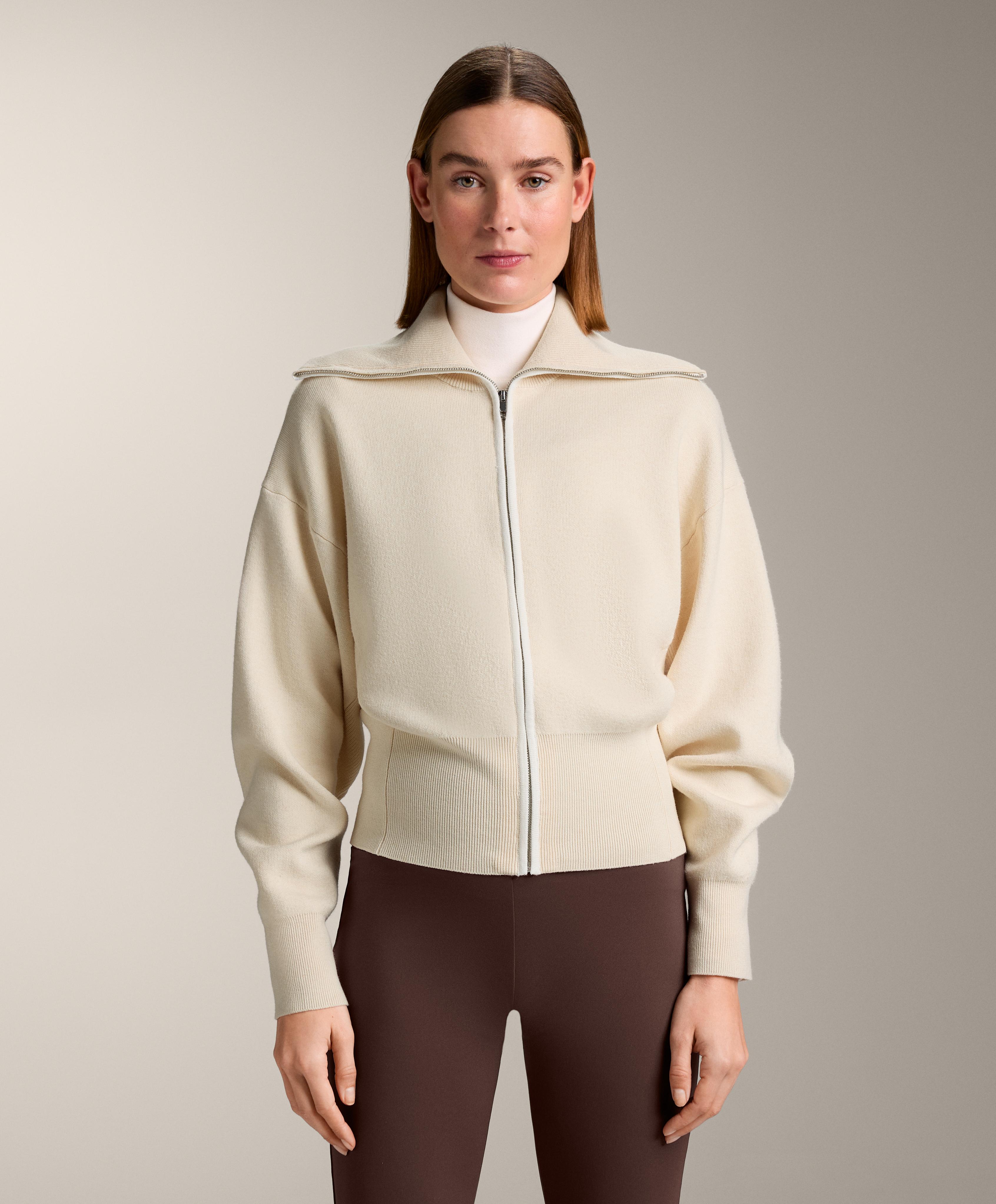 Contrast zip knit jacket — VANILLA