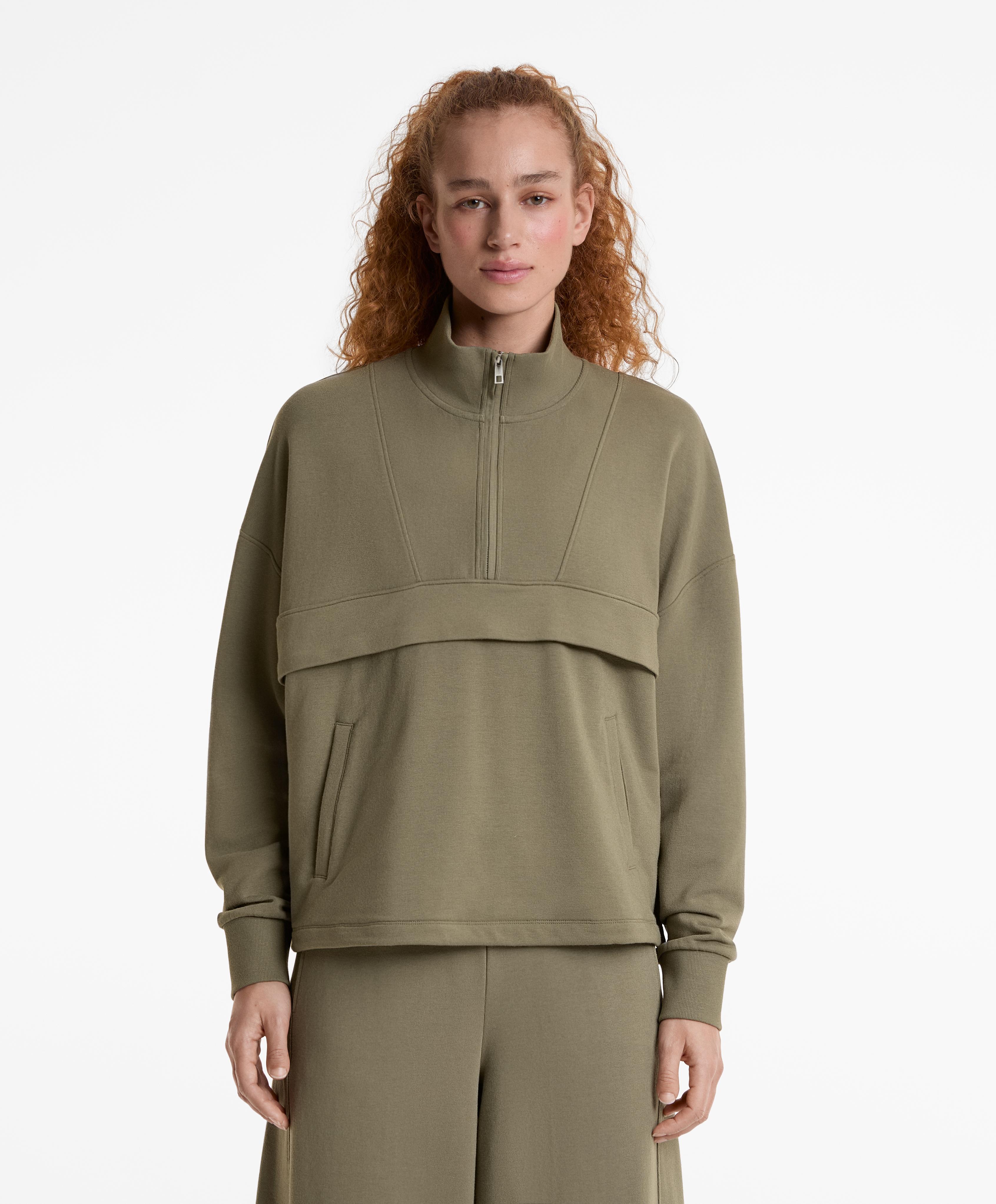 High-neck sweatshirt with cotton and modal