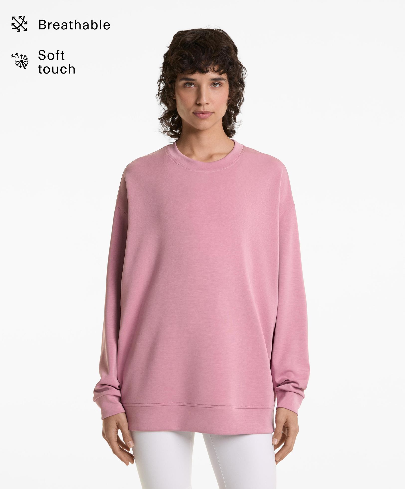 Long soft touch sweatshirt with modal